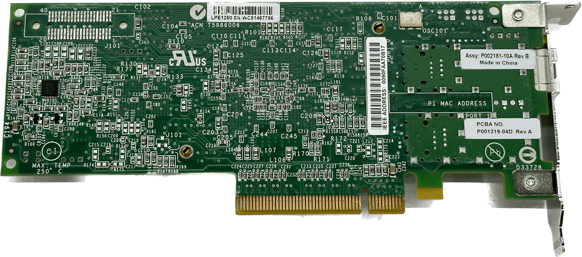 Fujitsu EMULEX LPE1250 - 8Gb/s PCIe x8 FC Adapter - P002181-10A Rev B SFP LP | 28 (Bild 3 von 6)