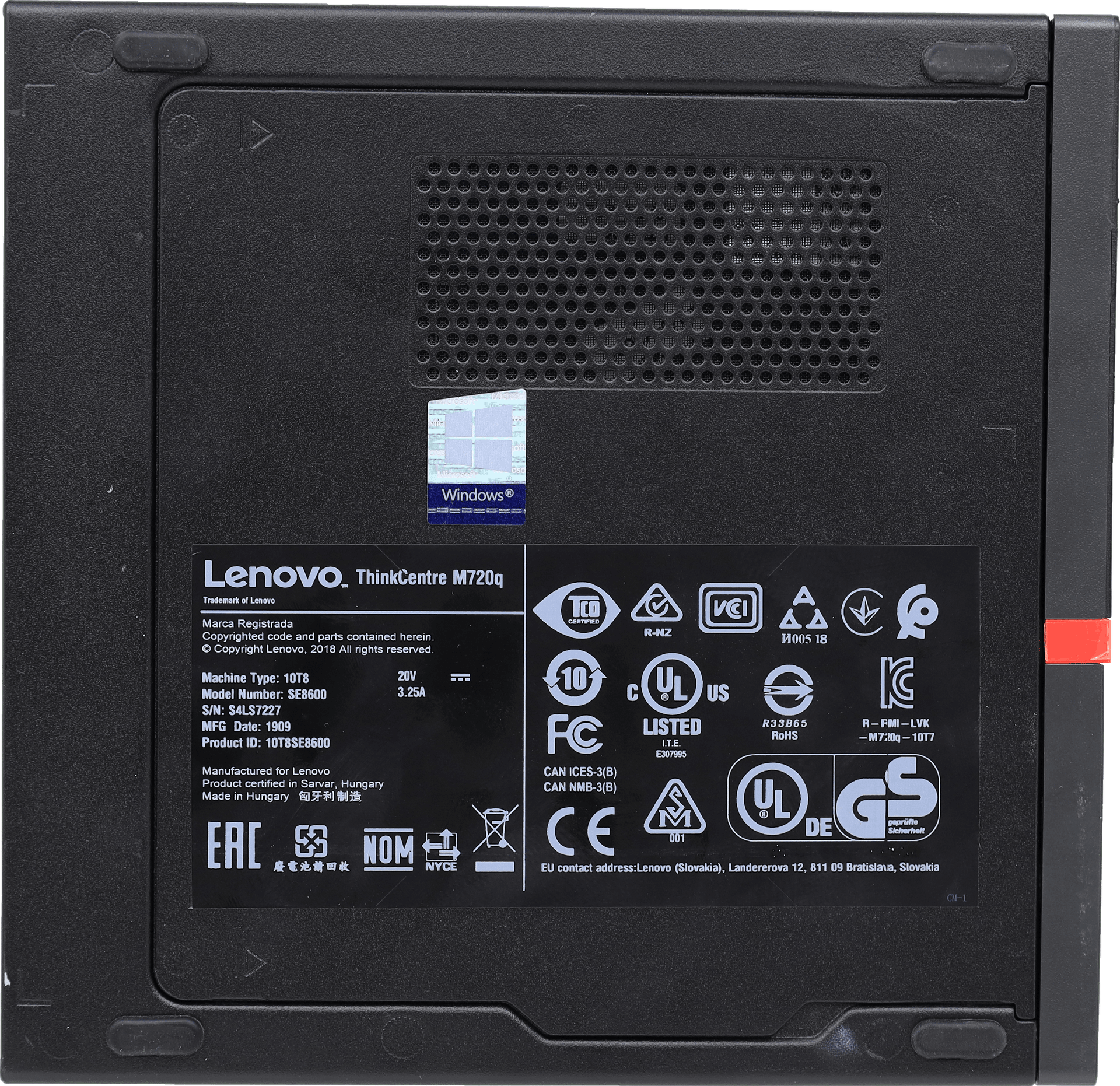 Lenovo ThinkCentre M720q Mini i5-8500T 8GB DDR4 256GB M.2 SSD + Windows 11 + PSU | 10356 — Unterseite (Bild 5 von 7)