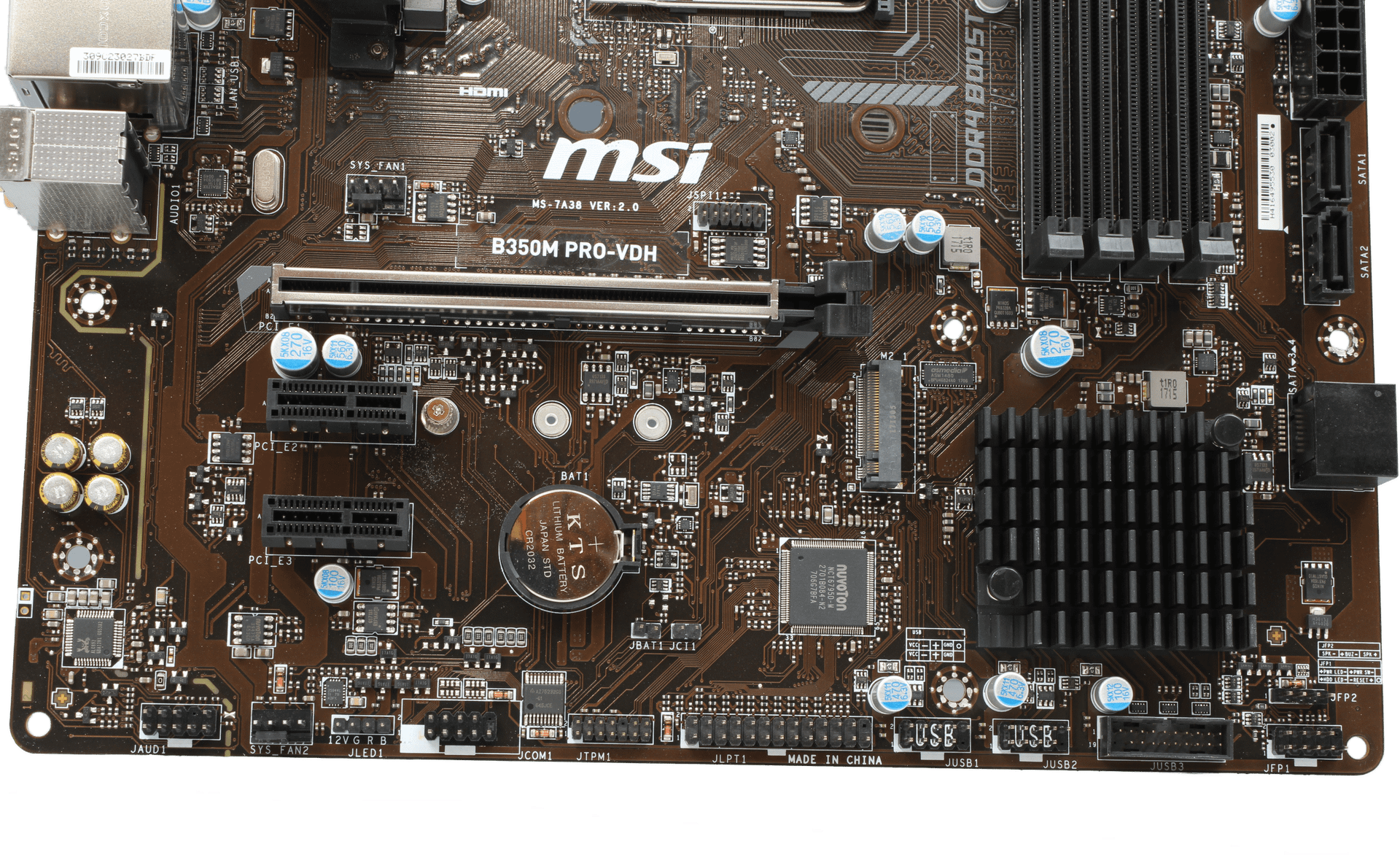 MSI B350M PRO-VDH Micro ATX Mainboard - Sockel AM4 4x DDR4 PCIe3 x16 +I/O Shield | 10136 — Übersicht (Bild 6 von 6)