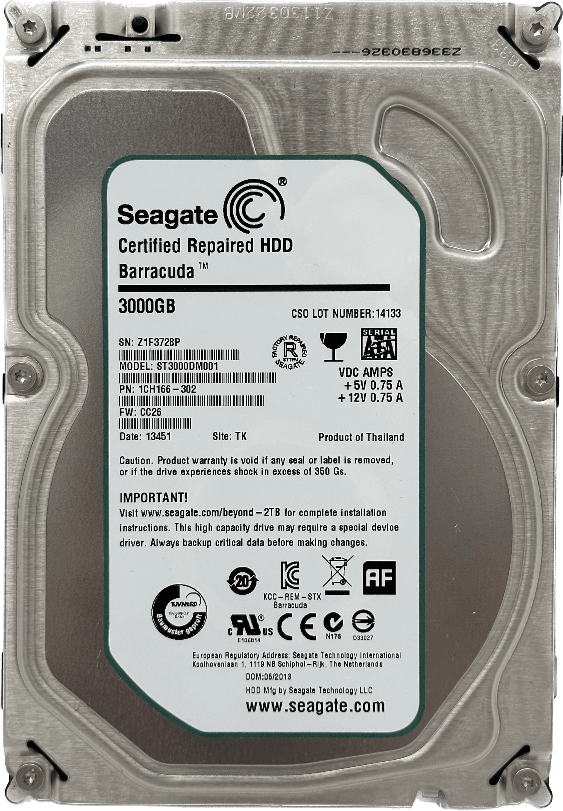 Seagate Barracuda | 3TB 6 Gb/s 7200RPM SATA 3 PC Festplatte HDD ST3000DM001 | 529 (Bild 2 von 6)