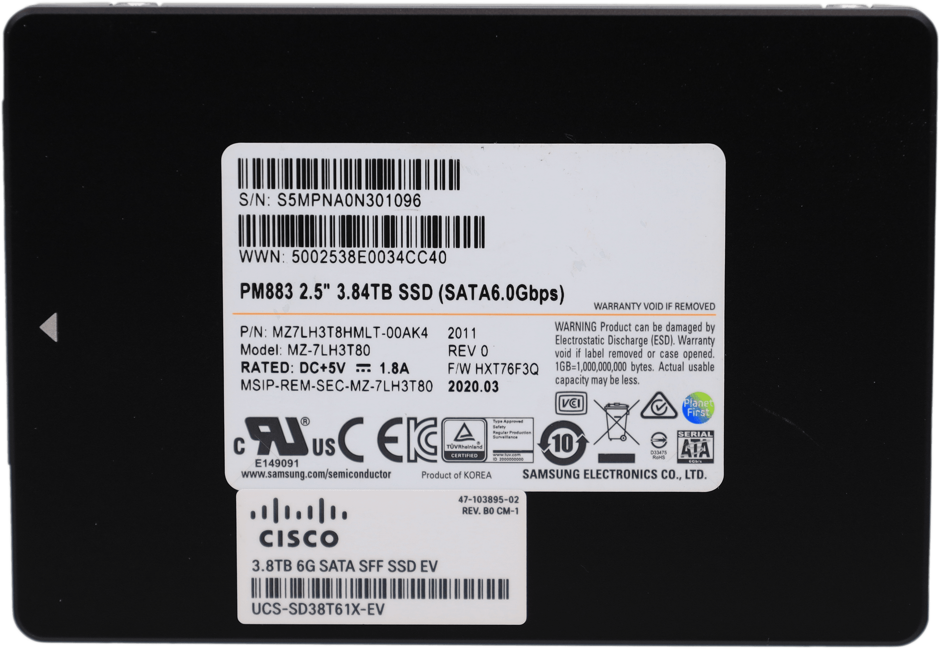 Samsung PM883 2,5" 3,84TB SSD - 2,5" SATA 6G - MZ-7LH3T80 - UCS-SD38T61X-EV | 10542 (Bild 3 von 4)