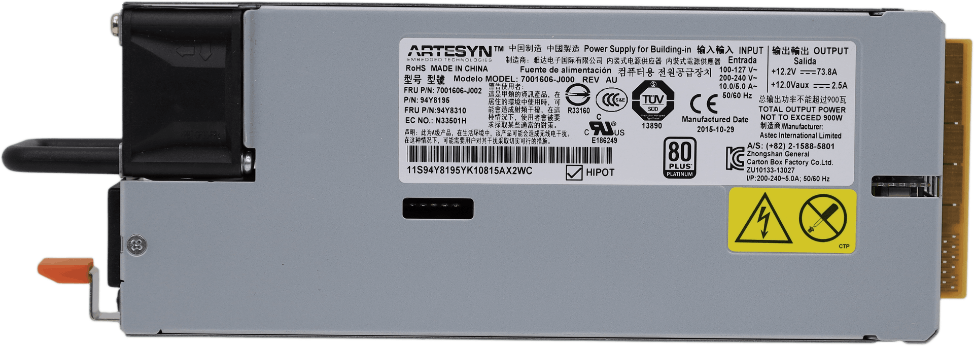 Artesyn IBM 900W 80+ Platinum PSU / Netzteil - 7001606-J000 - 94Y8195 94Y8310 | 10498 (Bild 3 von 6)