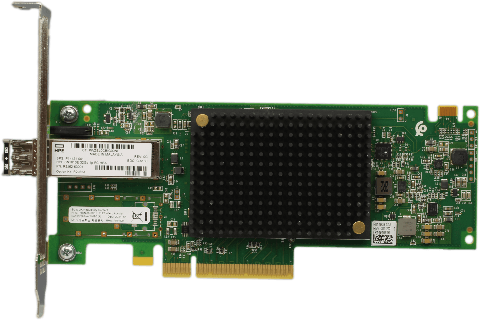 HPE SN1610E 32Gb 1-Port FC HBA + 32G SFP28 GBIC P9H30A PCIe4 x4 FP - R2J62-63001 | 10255 — Draufsicht (Bild 5 von 6)