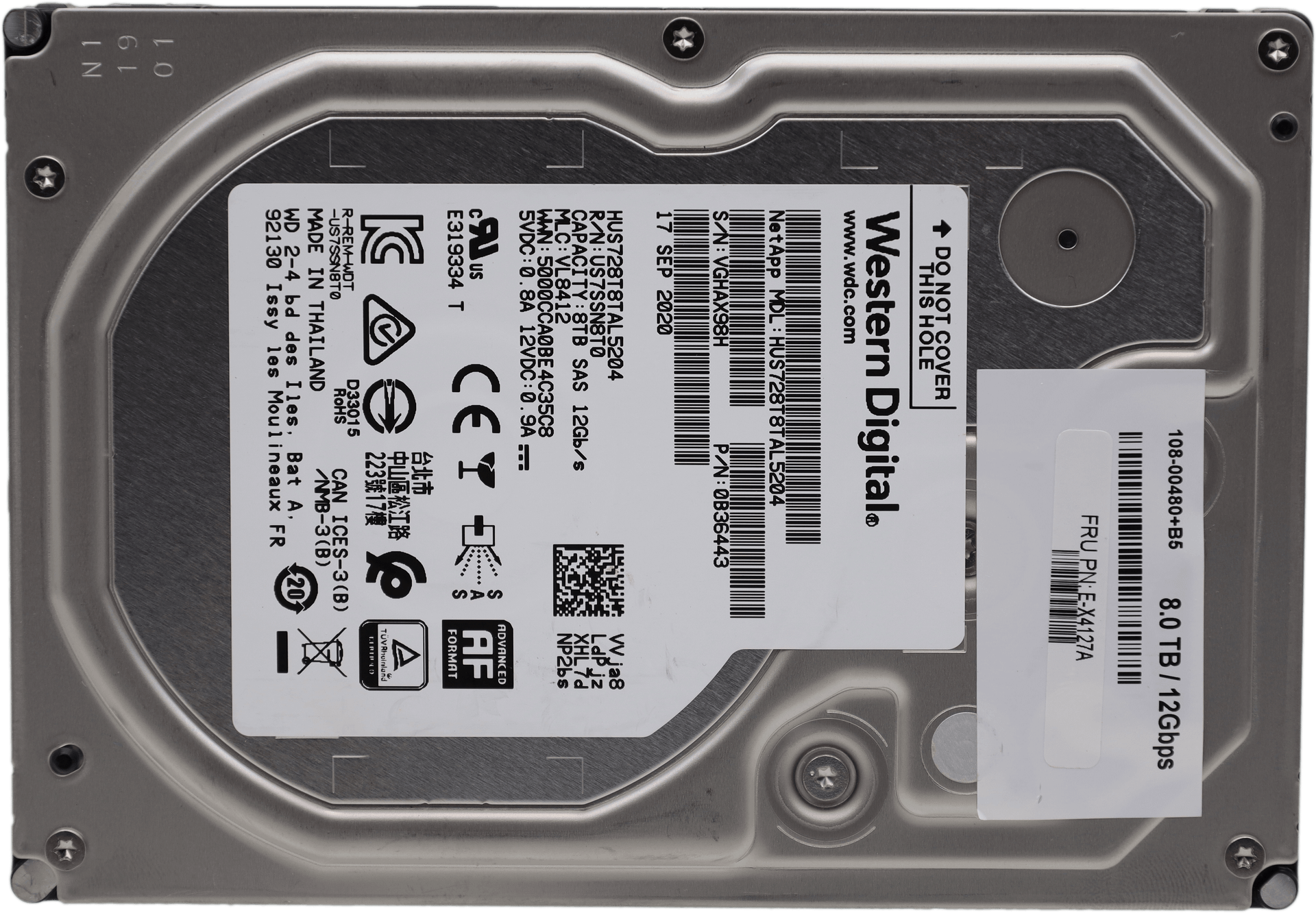 NetApp Western Digital Ultrastar DC HC320 8TB SAS 12G 7.2K 256MB Cache 0B36443 | 10534 (Bild 3 von 5)
