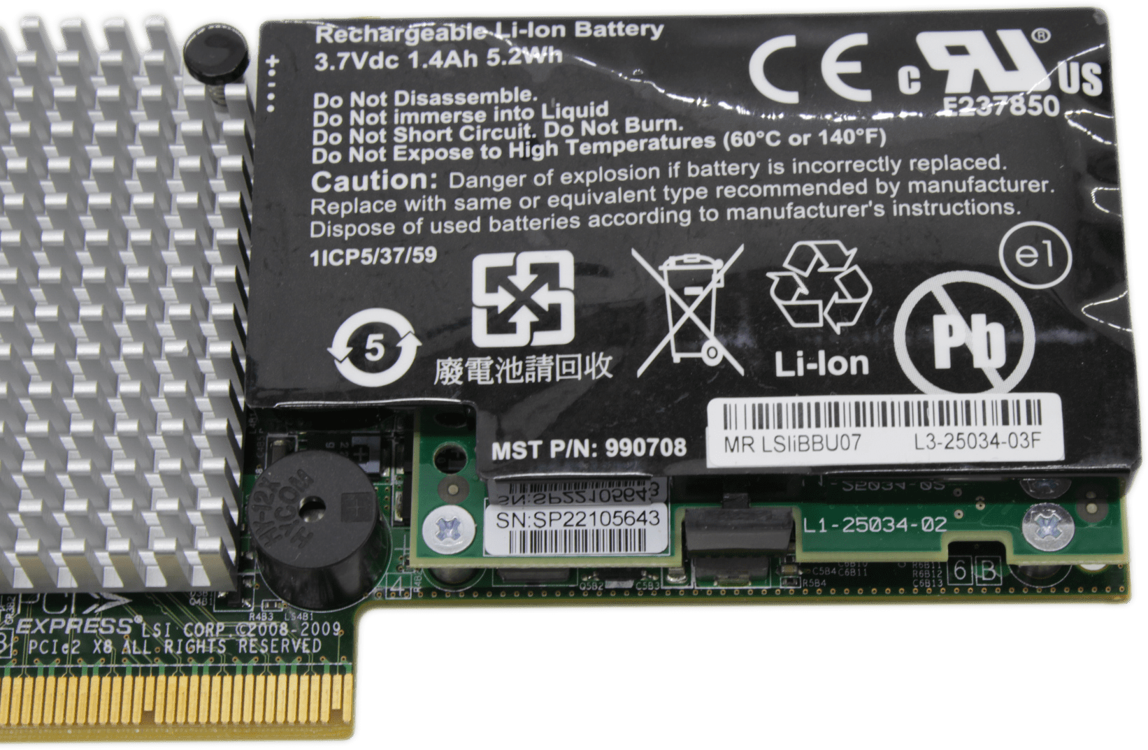 LSI | MR SAS 9280-4i4e | 6G RAID SAS/SATA Controller PCIe + BBU L3-25305-02A | 9337 (Bild 8 von 8)