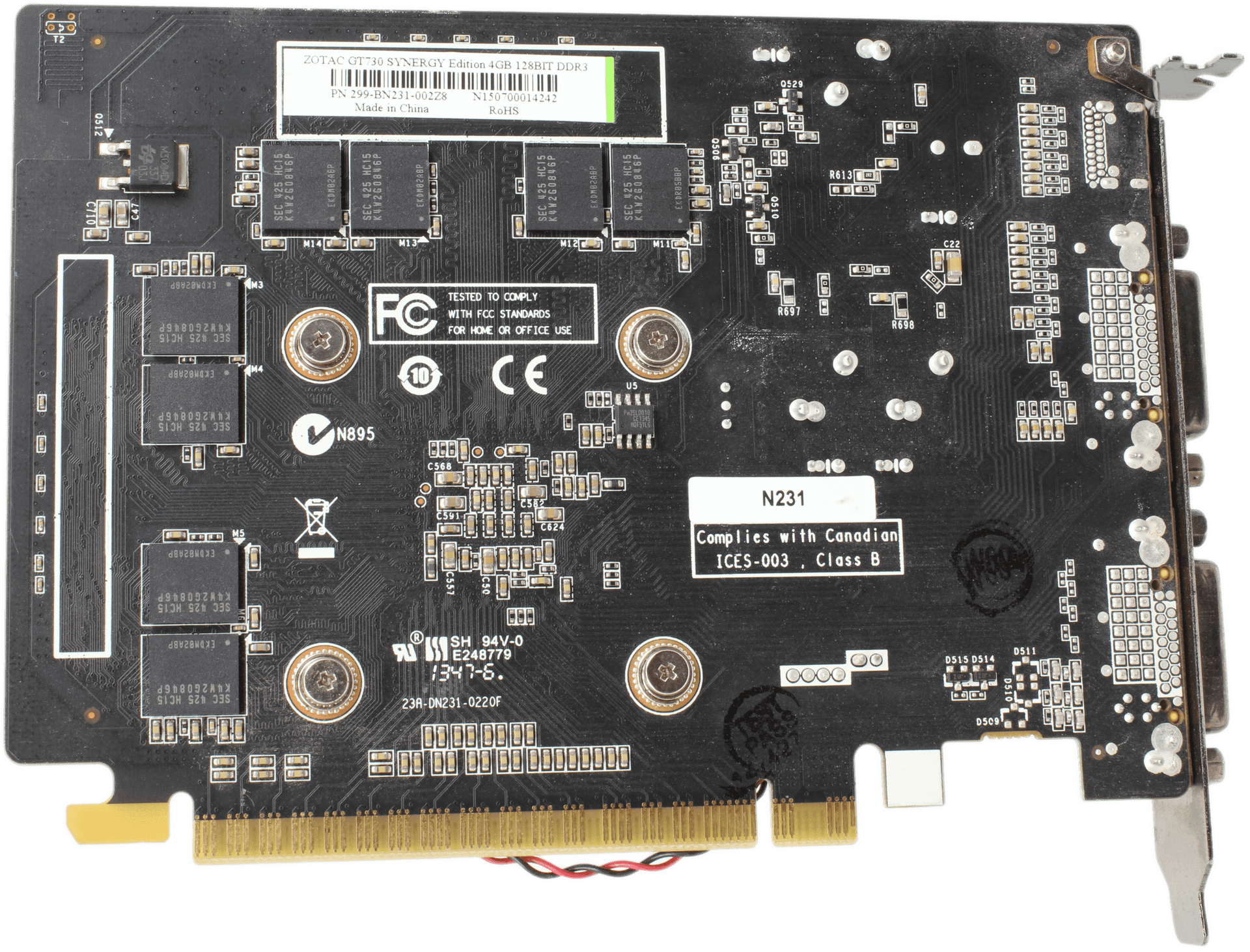 NVIDIA Zotac GeForce GT730 Synergy Edition 4GB DDR3 49W 2x DVI 1x Mini HDMI | 10019 — Unterseite (Bild 5 von 6)