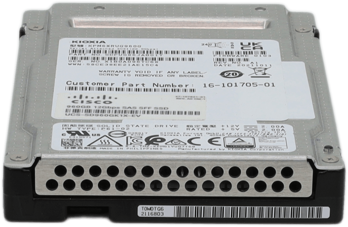 Kioxia KPM6XRUG960G 960 GB SSD - 2,5" SAS-4 - UCS-SD960GK1X-EV 16-101705-01 | 10537 (Bild 2 von 4)