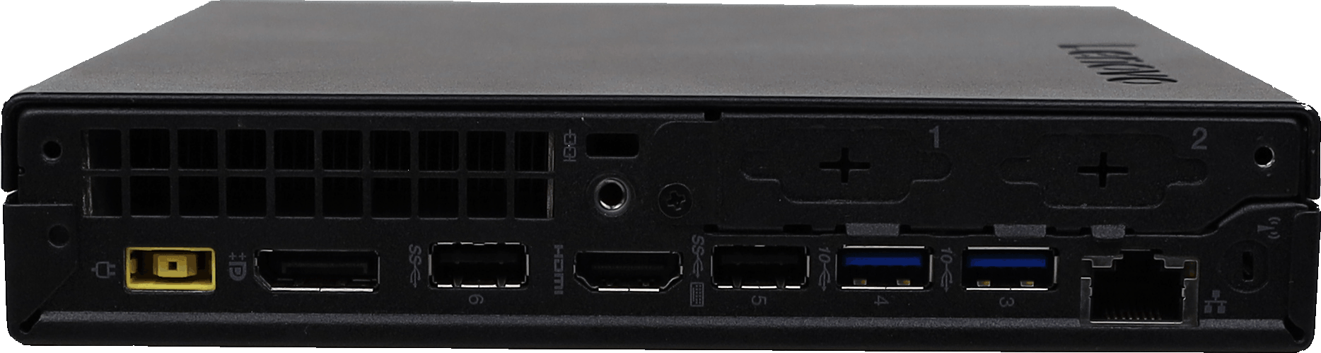 Lenovo ThinkCentre M720q Mini i5-8500T 8GB DDR4 256GB M.2 SSD + Windows 11 + PSU | 10356 — Rückansicht (Bild 3 von 7)