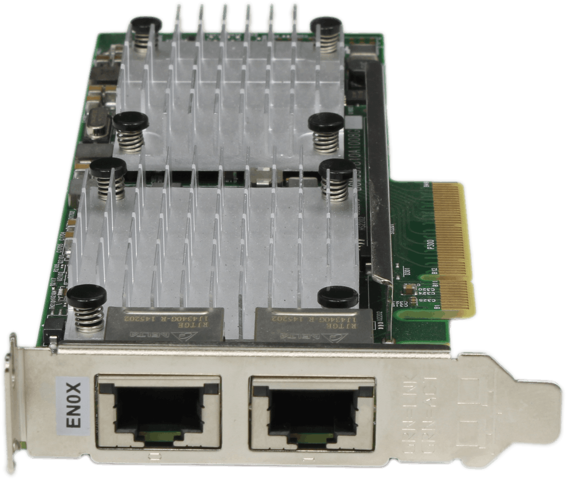 IBM Dual Port EN0X FC Server Adapter - 10Gb/s BaseT RJ-45 PCIe2 x8 LP - 00E2718 | 10257 — front view (image 3 of 6)