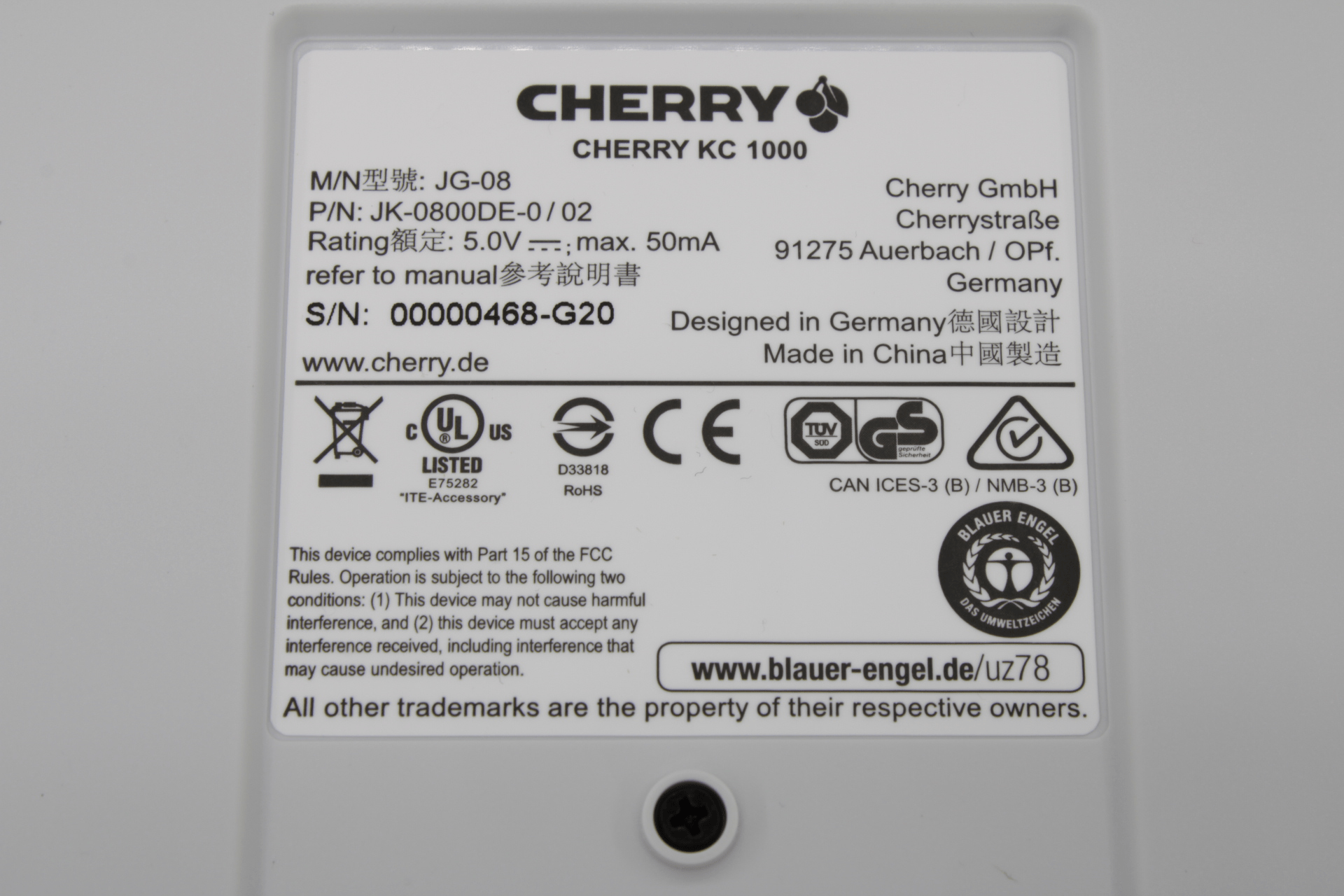 Cherry KC 1000 Flache Tastatur Weiß / White QWERTZ | USB PC Notebooks | Neu/OVP | 157 (Bild 5 von 6)