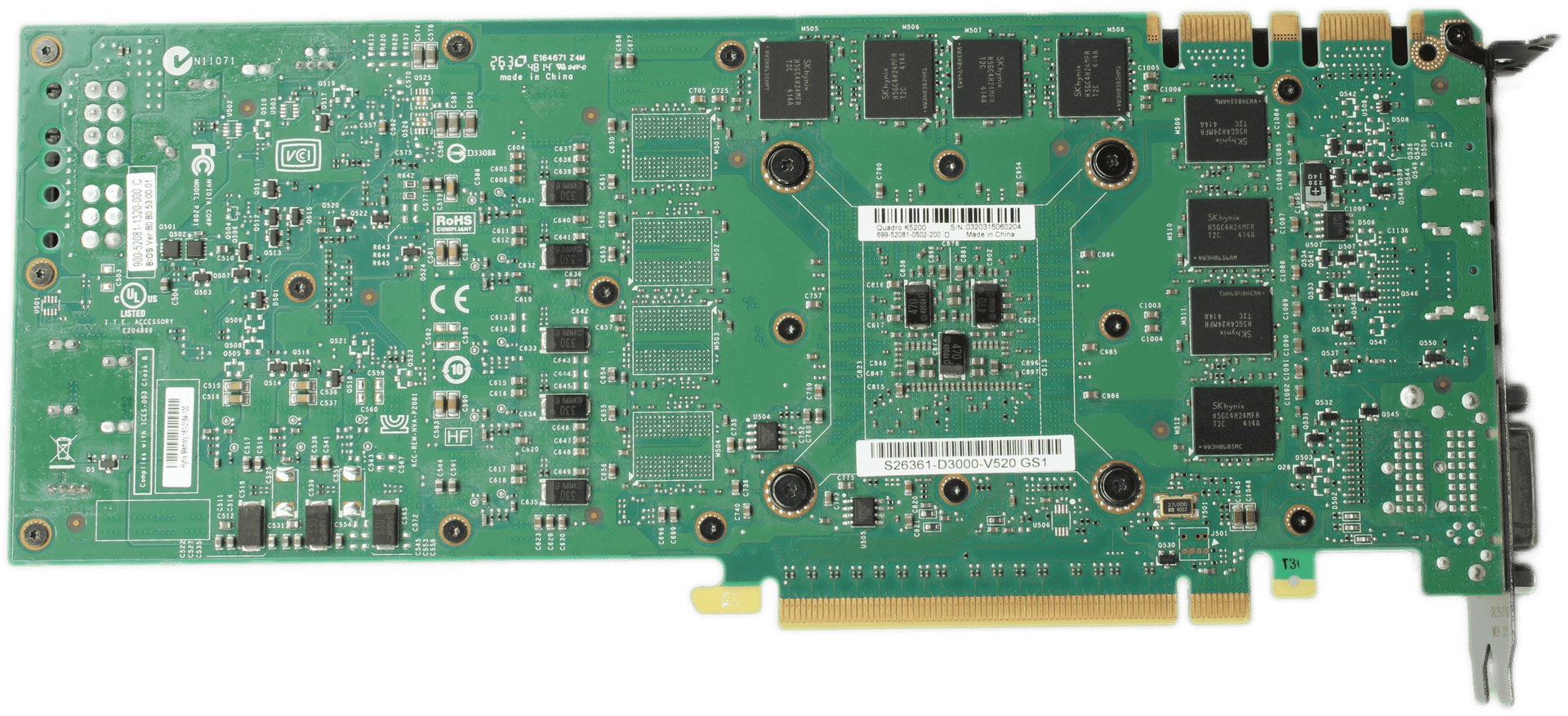 NVIDIA Quadro K5200 Grafikkarte 8 GB 256-Bit GDDR5 S26361-D3000-V520 GS1 | 9955 — Unterseite (Bild 5 von 6)