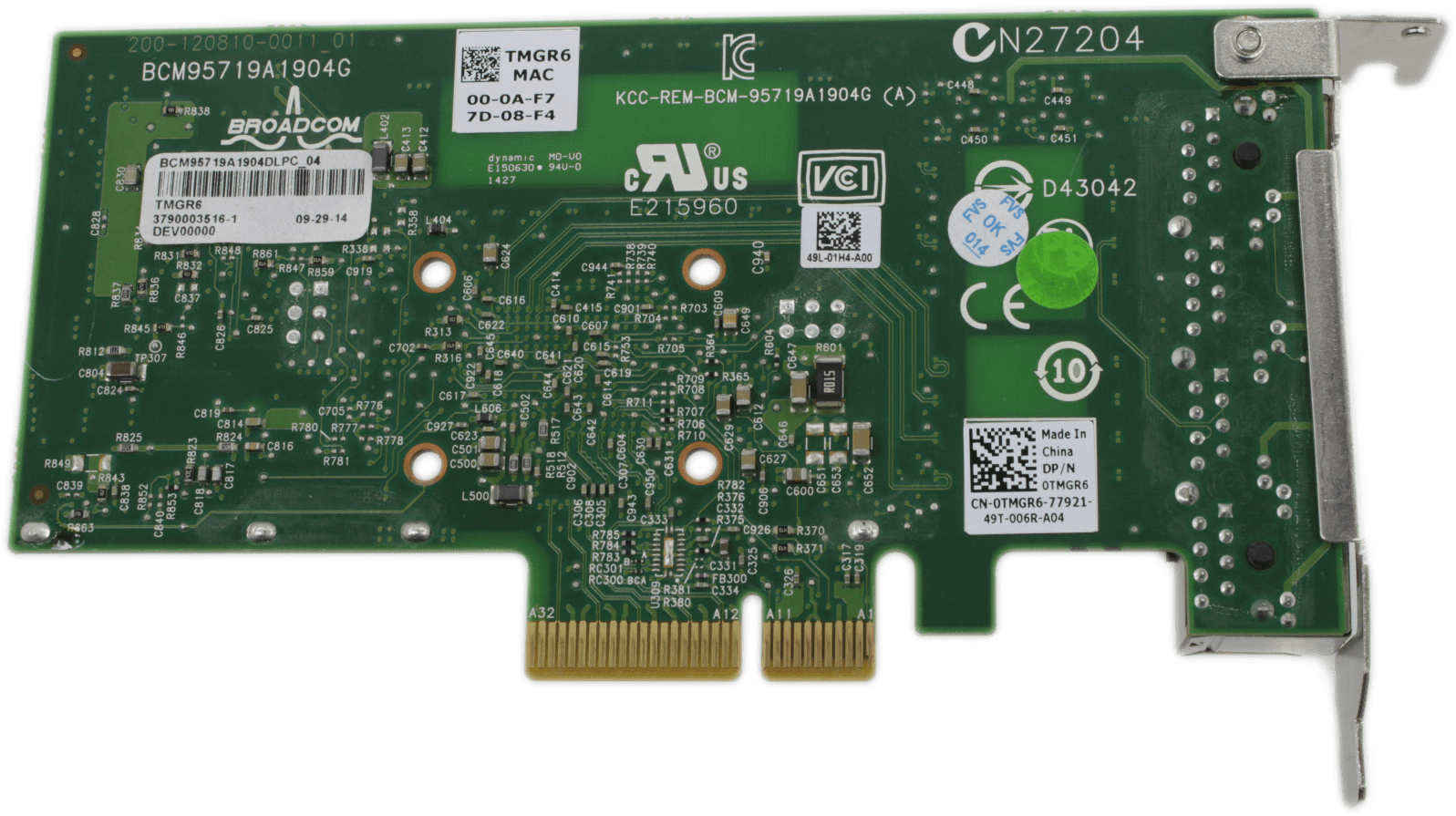 Dell Broadcom Quad-Port 4x RJ-45 1Gb Ethernet PCIe Netzwerk Adapter LP 0TMGR6 | 9513 (Bild 3 von 6)