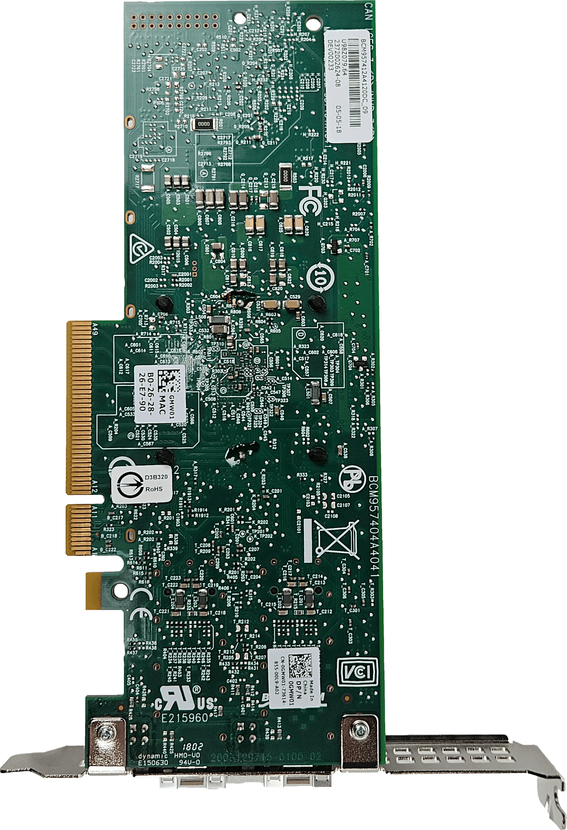 Dell BroadCom Dual Port Adapter - 10 Gbps Fibre Channel SFP+ PCIe x8 - 0GMW01 | 10332 — Unterseite (Bild 6 von 6)