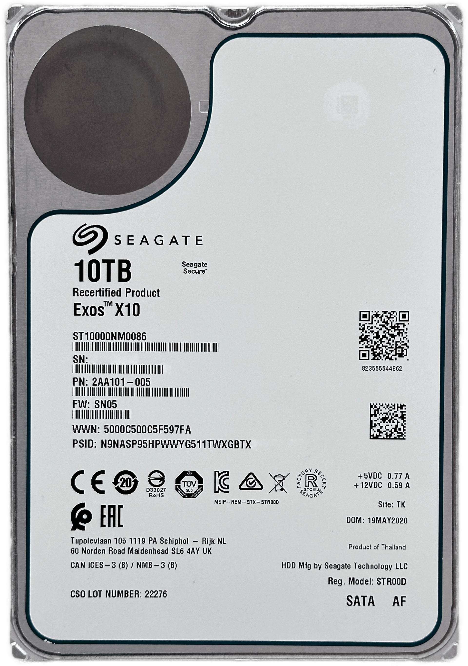 10TB Seagate Exos X10 Recertified SATA Festplatte 256MB 7200RPM | ST10000NM0086 | 9022 (Bild 4 von 6)