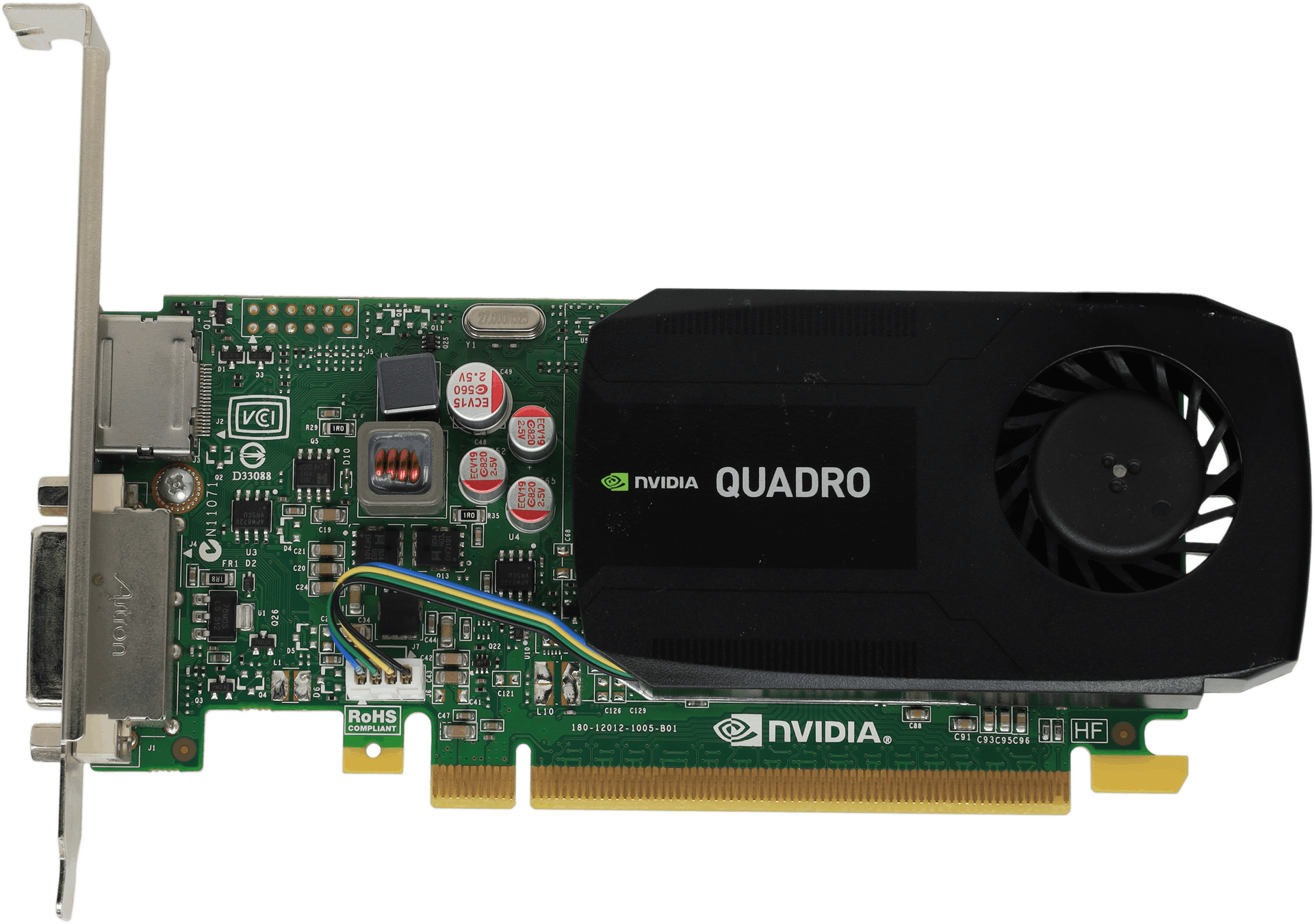 Nvidia PNY Quadro K600 - 1GB DDR3 2x DP 1.2 1x DVI-I DL PCIe2 x16 41W FP | 10342 — Draufsicht (Bild 6 von 6)