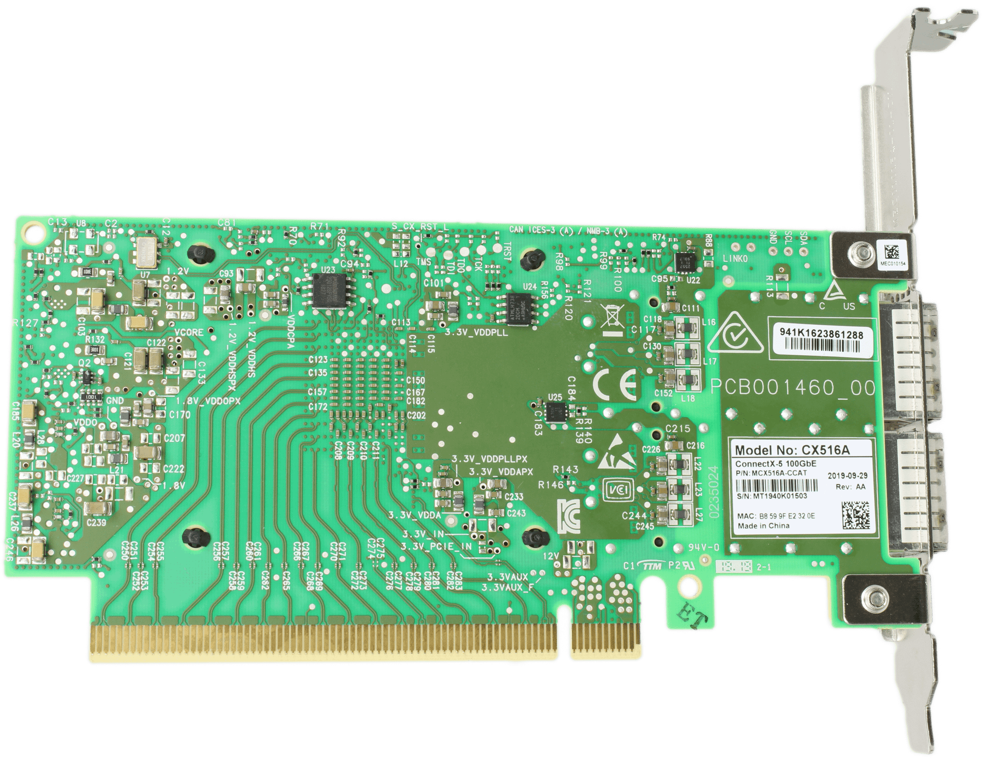Mellanox CX516A ConnectX-5 QFSP28 100GbE Adapter PCIe3.0 x16 MCX516A-CCAT - FP | 10044 — Unterseite (Bild 5 von 6)
