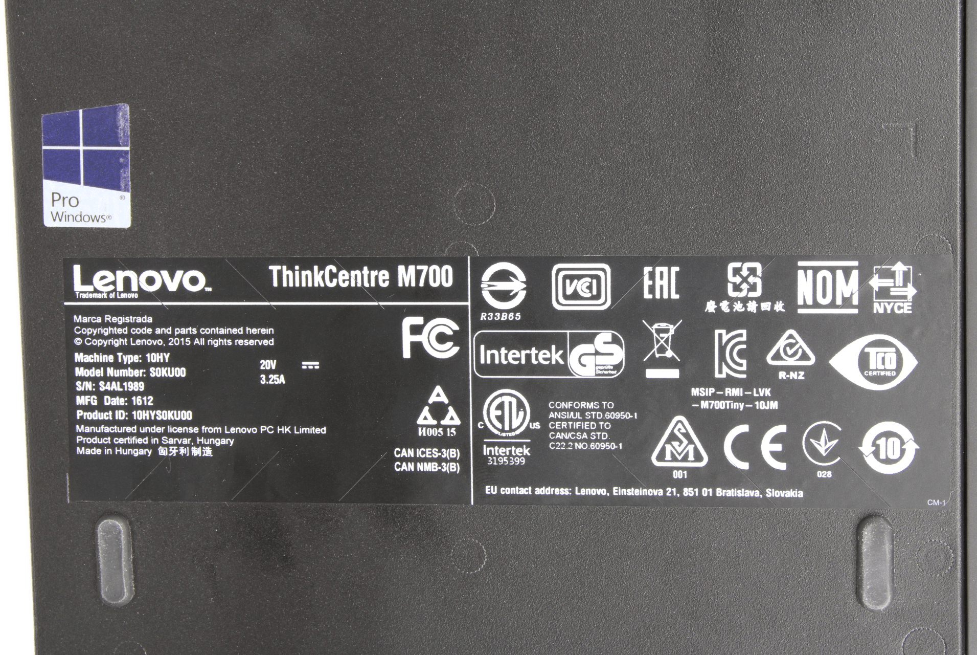 Lenovo ThinkCentre M700 | i3-6100T 3.1GHz 4GB DDR4 RAM 128GB SSD Win10 + PSU | 9392 (Bild 7 von 7)