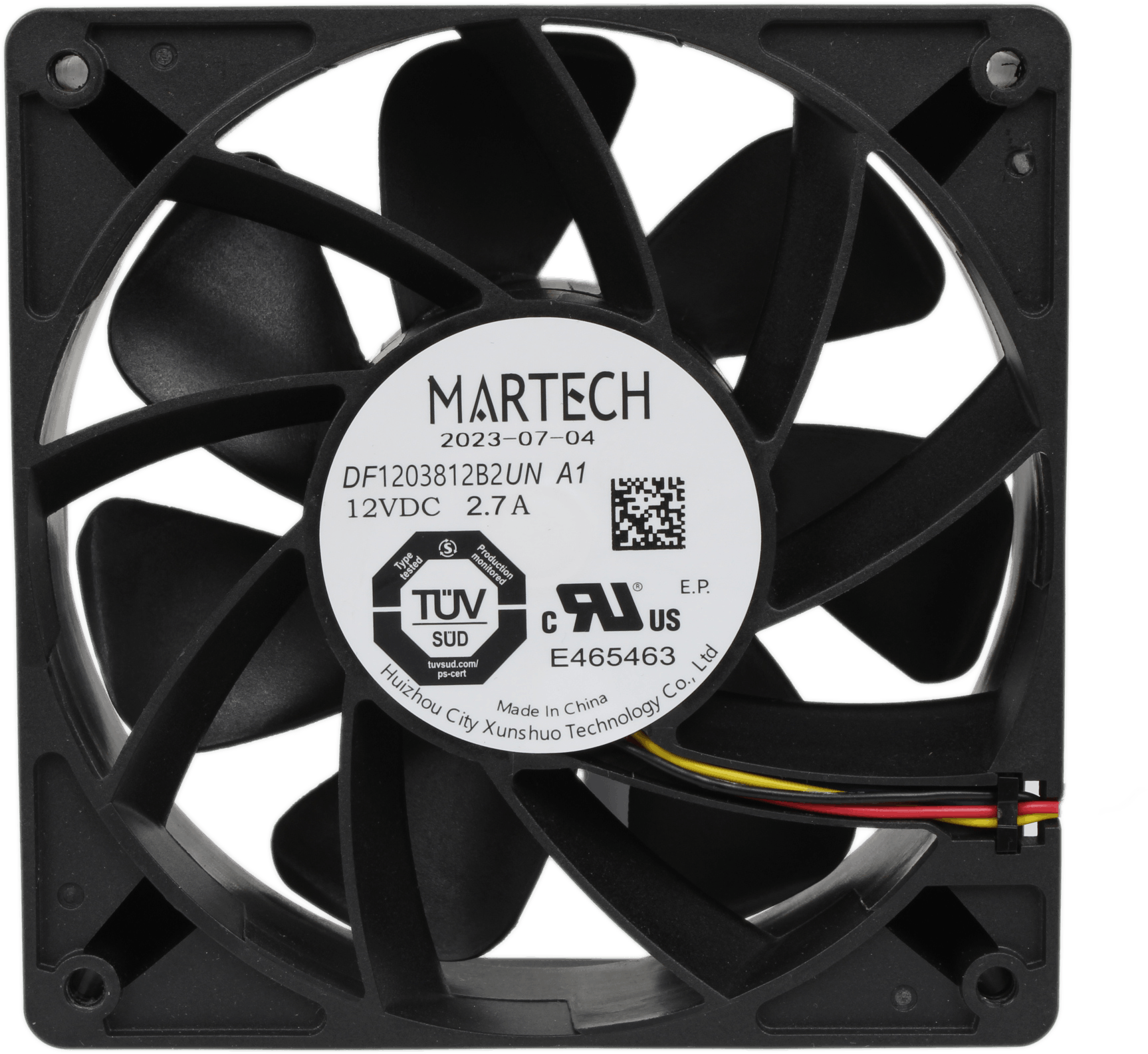 Martech DF1203812B2UN A1 6000 RPM Cooling Fan - 12V 2.7A 120x120x38 mm | 10223 — Vorderansicht (Bild 2 von 6)