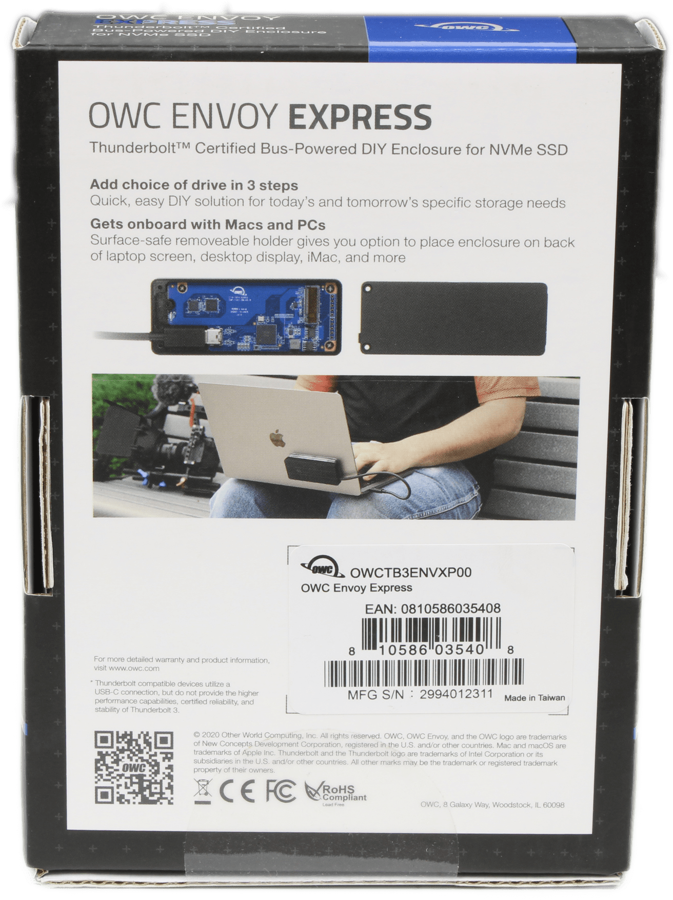 OWC Envoy Express M.2 NVMe Adapter Thunderbolt 3 Laufwerksgehäuse Schwarz OVP Neu | 10074 — Rückansicht (Bild 3 von 7)