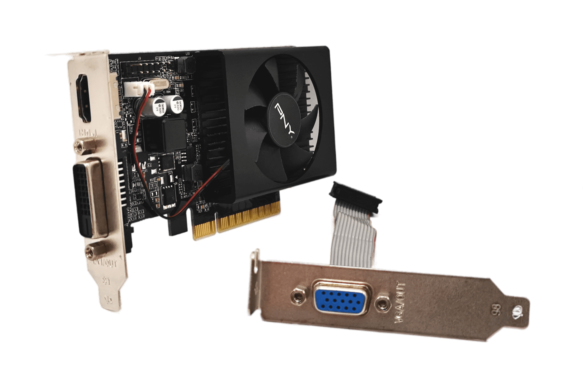 PNY GeForce GT710 Grafikkarte | 1GB DDR3 PCIe | HDMI DVI VGA | Low Profile | 336 (Bild 1 von 4)