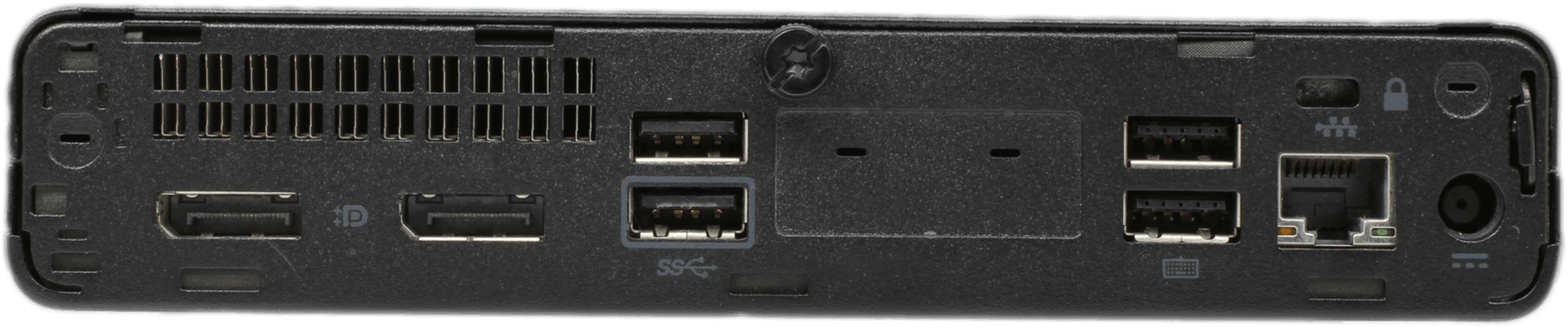 HP ProDesk 400 G5 Mini - Intel i7-9700T 8GB DDR4 RAM 512GB NVMe Windows 11 + PSU | 10196 — Rückansicht (Bild 3 von 5)