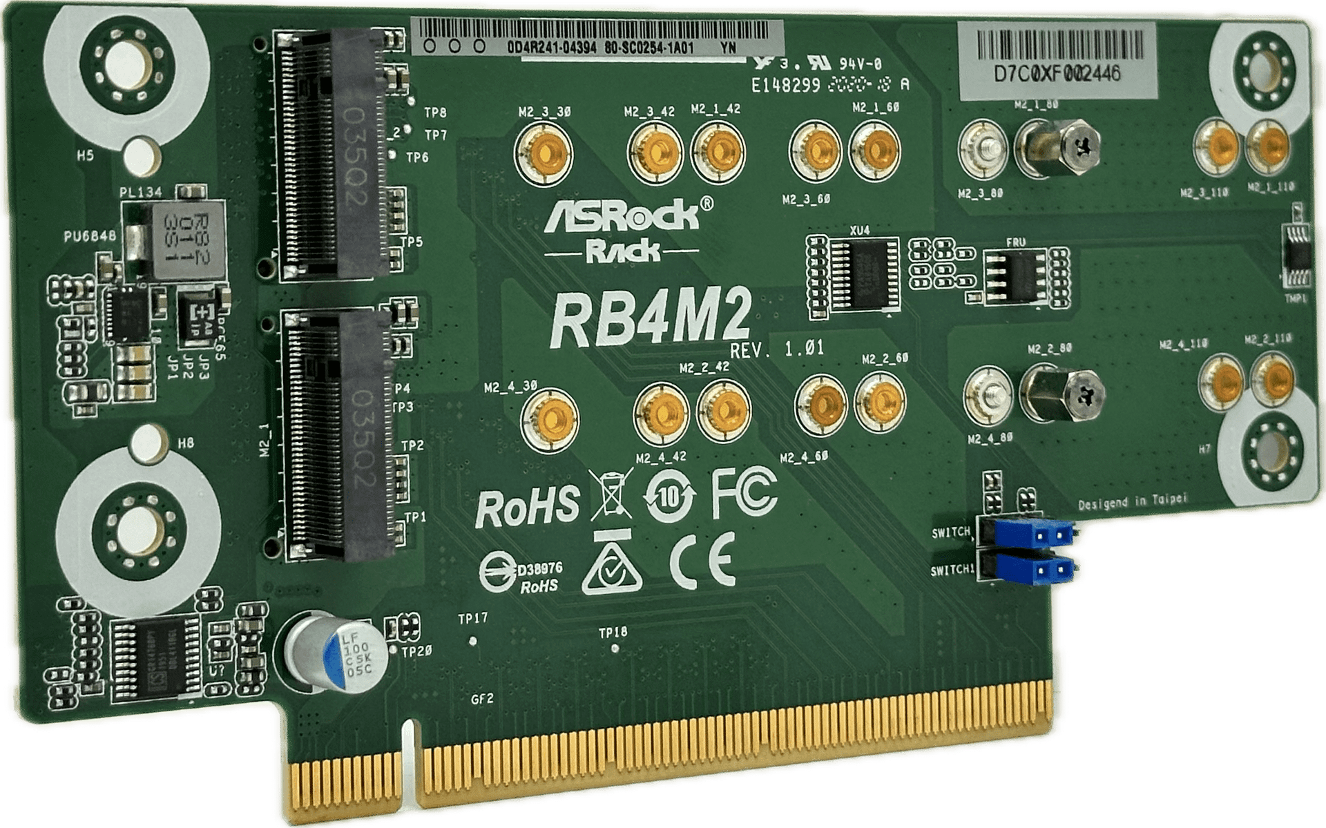 ASRock Rack RB4M2 - Quadro M.2 Adapter Board - 4 x M.2 M-Key SSD to PCIe3.0 x16 | 1728 (Bild 4 von 7)