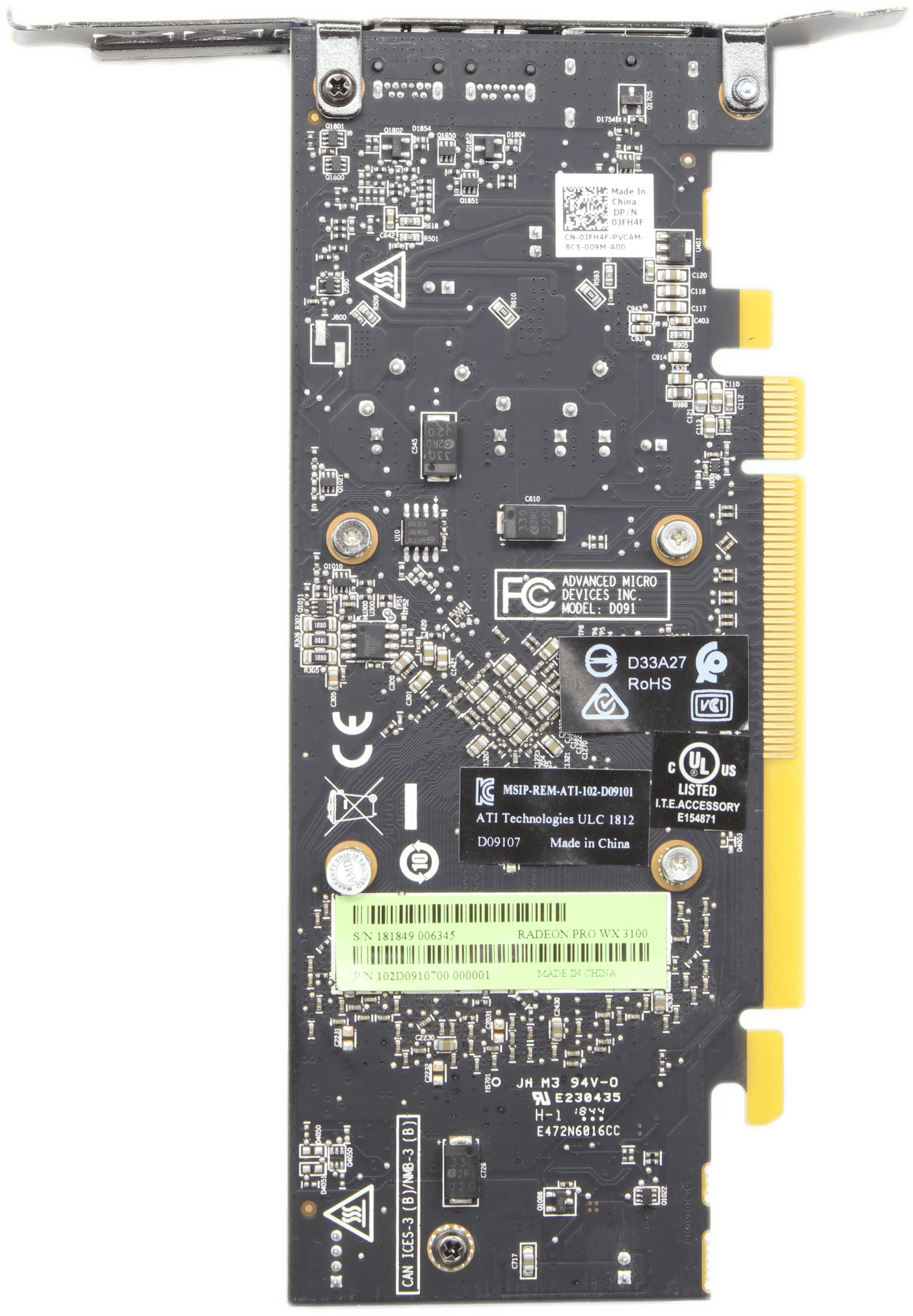 AMD Radeon Pro WX 3100 Grafikkarte 4 GB 128-Bit GDDR5 1x DP 1.4 2x DP Mini 1.4 | 9993 — Unterseite (Bild 5 von 6)