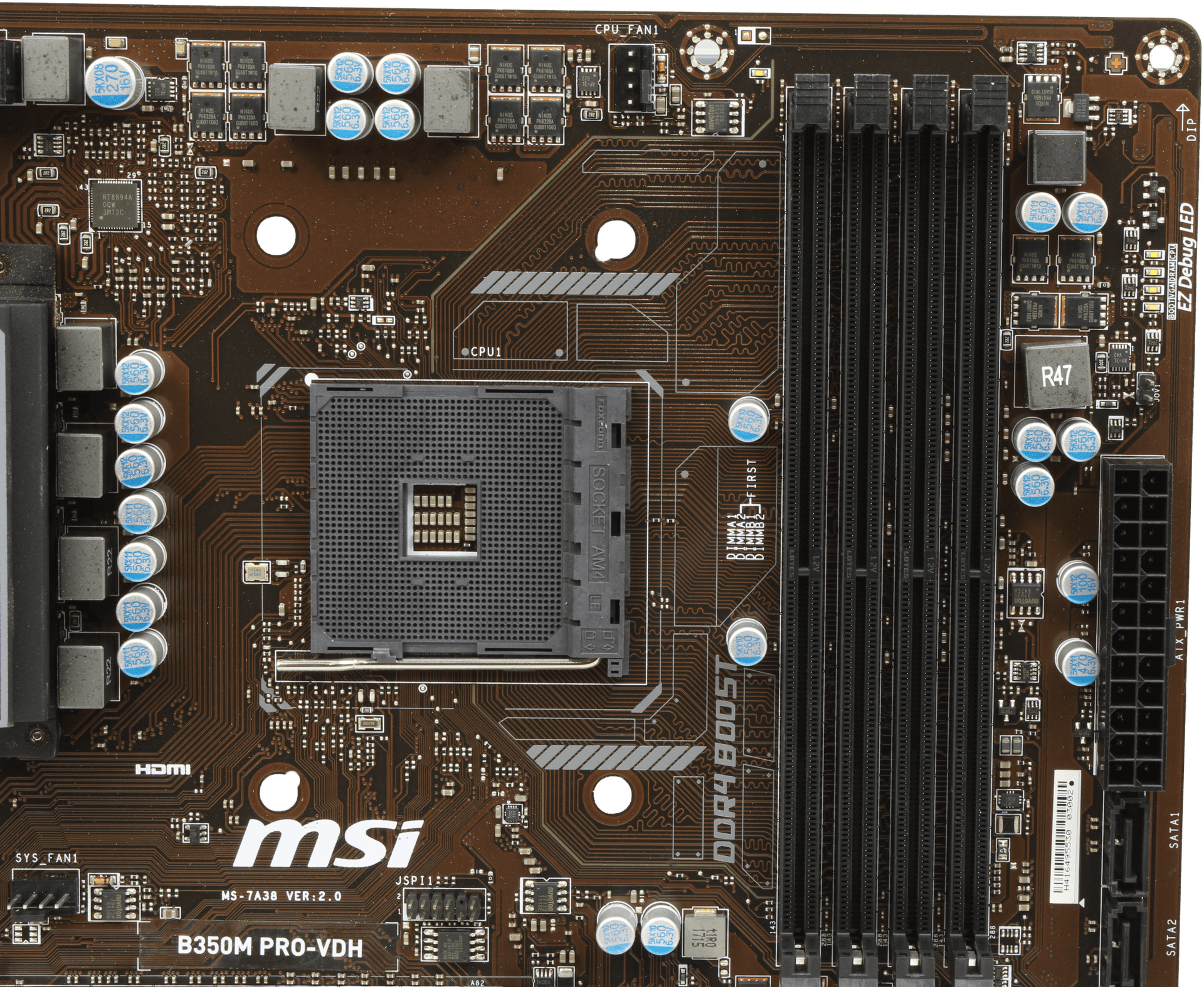 MSI B350M PRO-VDH Micro ATX Mainboard - Sockel AM4 4x DDR4 PCIe3 x16 +I/O Shield | 10136 — Übersicht (Bild 5 von 6)