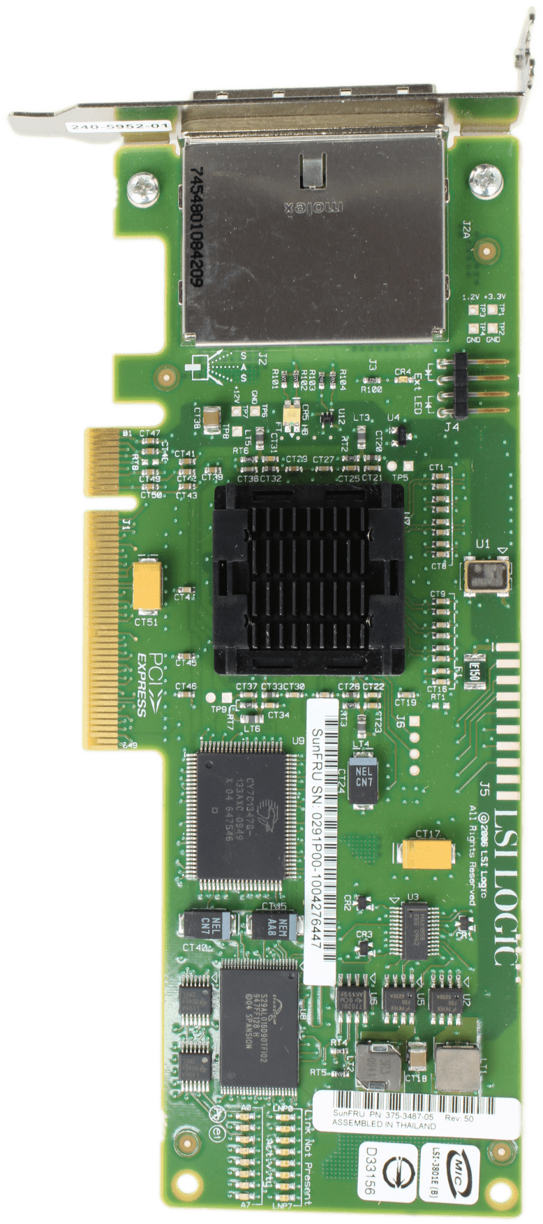 LSI - Sun SAS3801EL-S Dual Port 3 Gb SAS Server Adapter PCIe x8 - 375-3487-05 | 9822 (image 6 of 6)