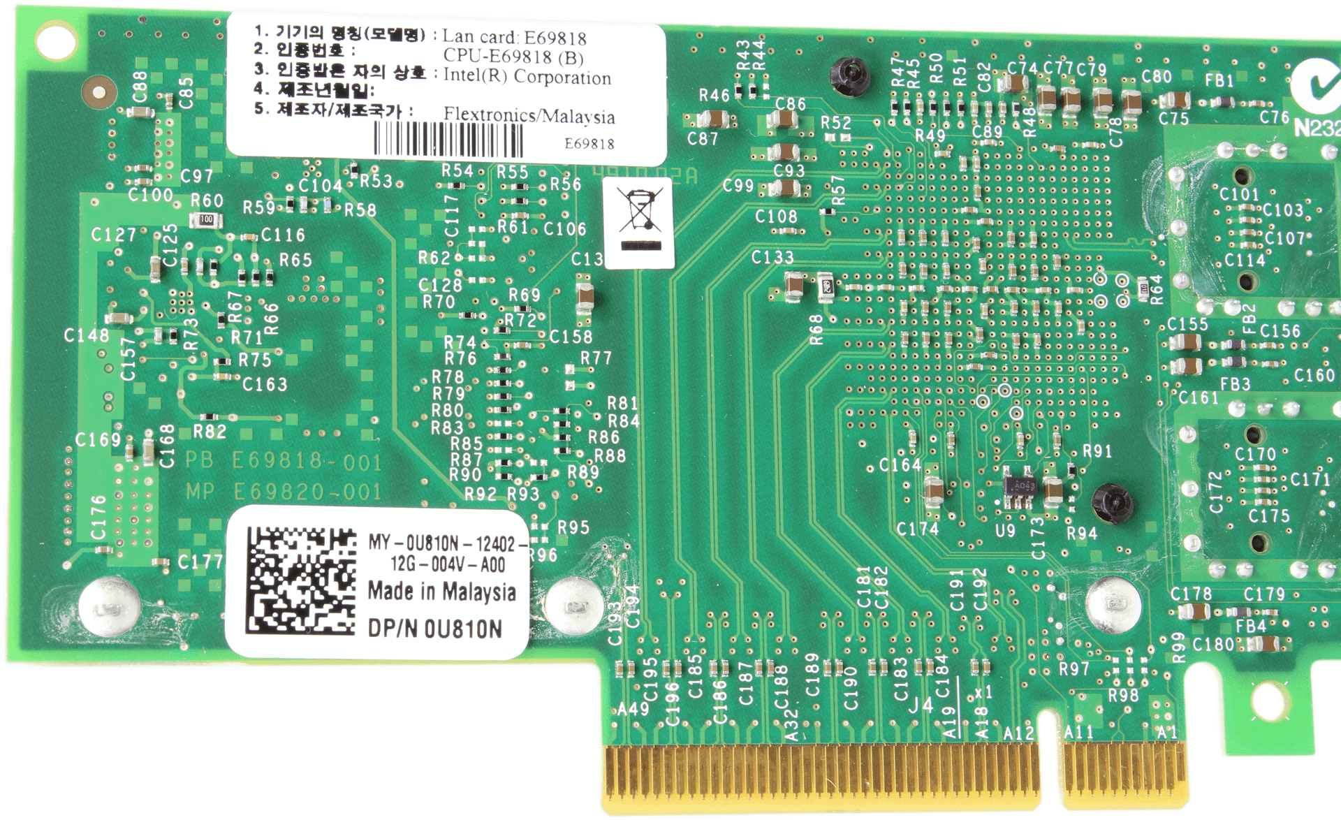 Dell X520-DA2 Dual Port 10GbE SFP+ Netzwerkadapter PCIe2.0 x8 FP - P/N 0U810N | 10060 — Produktlabel (Bild 6 von 6)