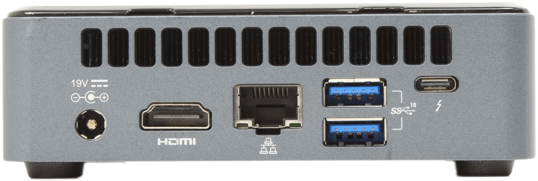 Intel NUC 10FNK Mini PC Intel i7-10710U 8GB DDR4 256GB NVMe - WiFi Thunderbolt 3 | 10149 — Rückansicht (Bild 2 von 5)