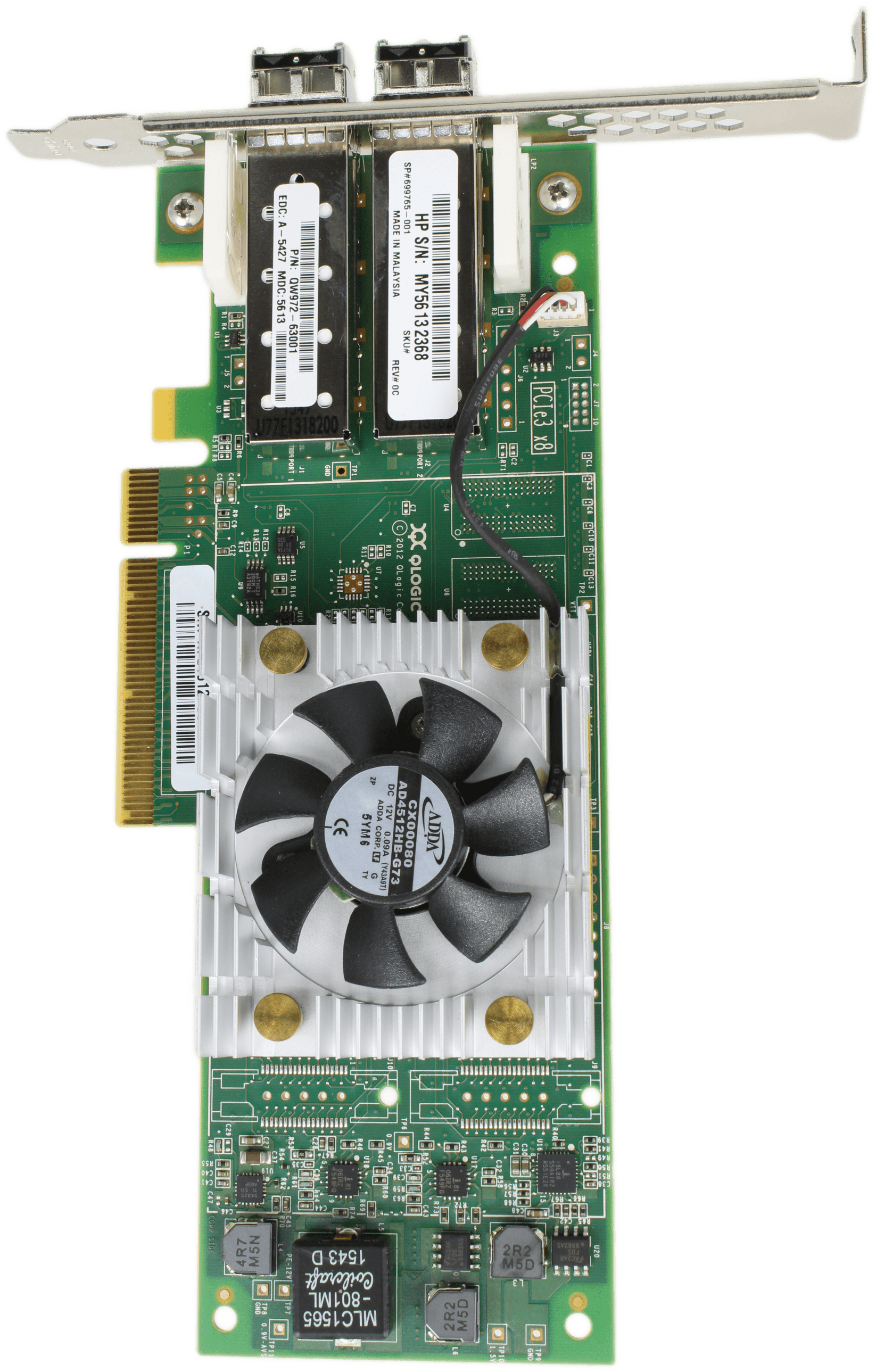 HP Qlogic Dual-Port 16Gb PCIe3 x8 FC Server Adapter QLE2662-HP FP + 2x 16G GBICs | 9924 — Draufsicht (Bild 5 von 6)