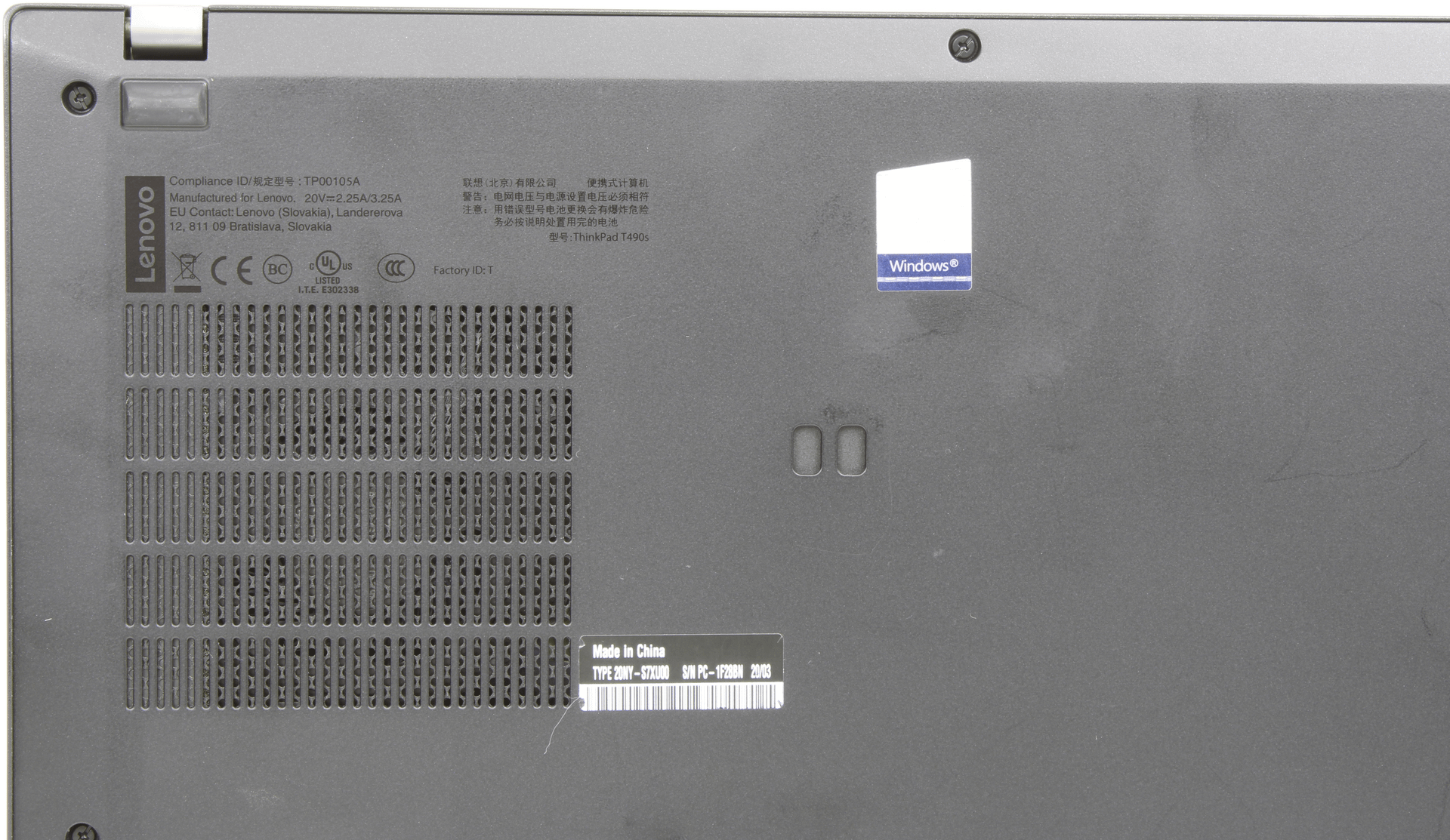 Lenovo ThinkPad T490s 14 Zoll FHD - Intel i5-8365U 8GB DDR4 256GB NVMe Win11 | 10304 — rear view (image 6 of 6)