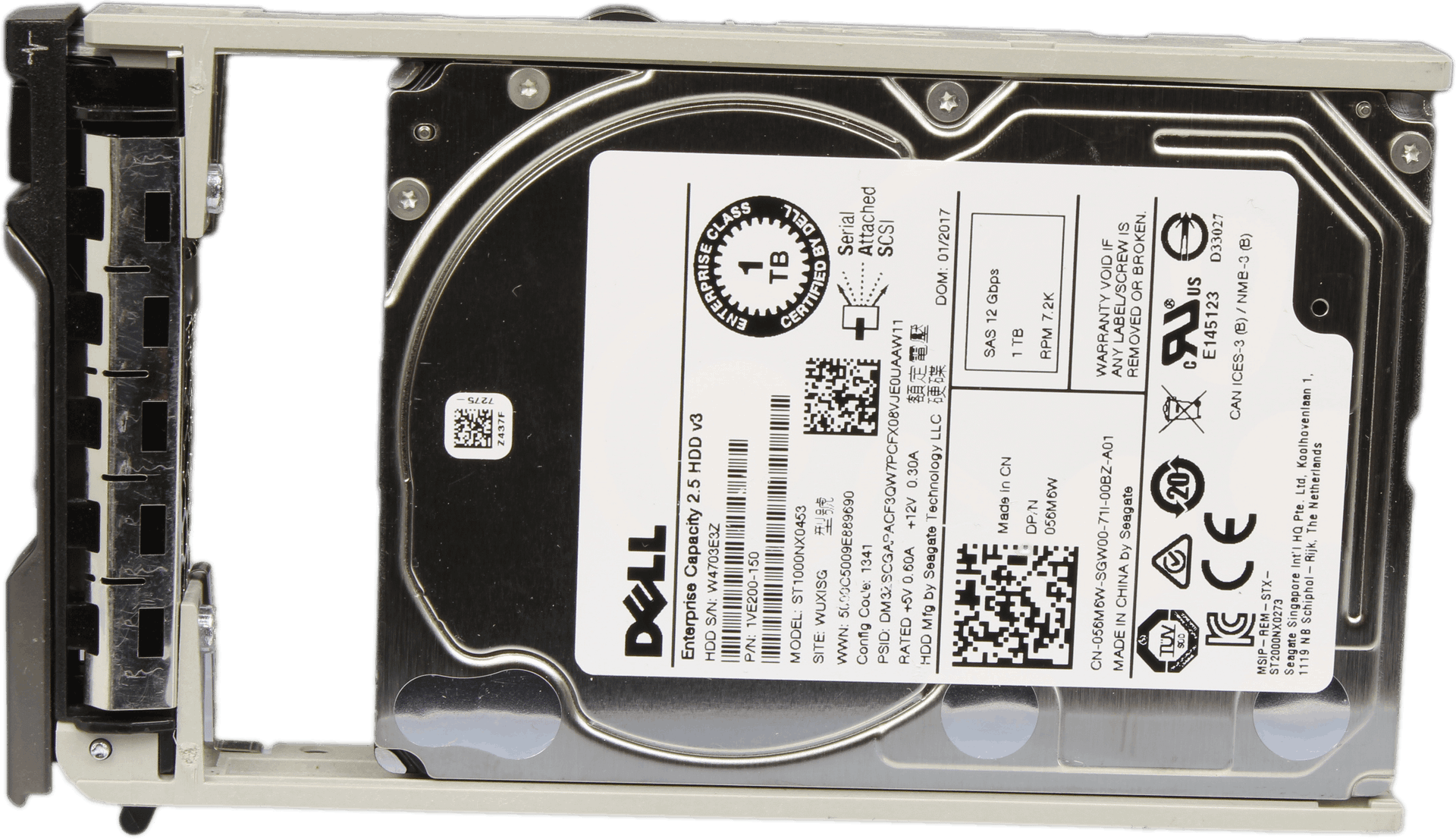 Dell HDD 1TB + Caddy - 12G SAS - 2.5" 7,2K RPM ST1000NX0453 056M6W 1VE200-150 | 10211 — Übersicht (Bild 2 von 5)