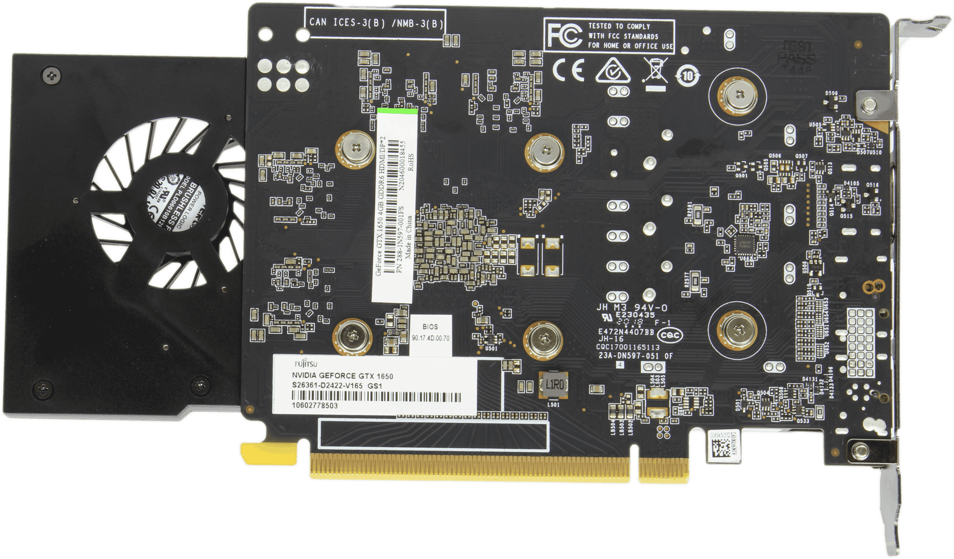 Fujitsu Geforce GTX 1650 Grafikkarte - 4GB GDDR6 1x HDMI 2x DisplayPort - FP | 10259 — Produktlabel (Bild 6 von 6)