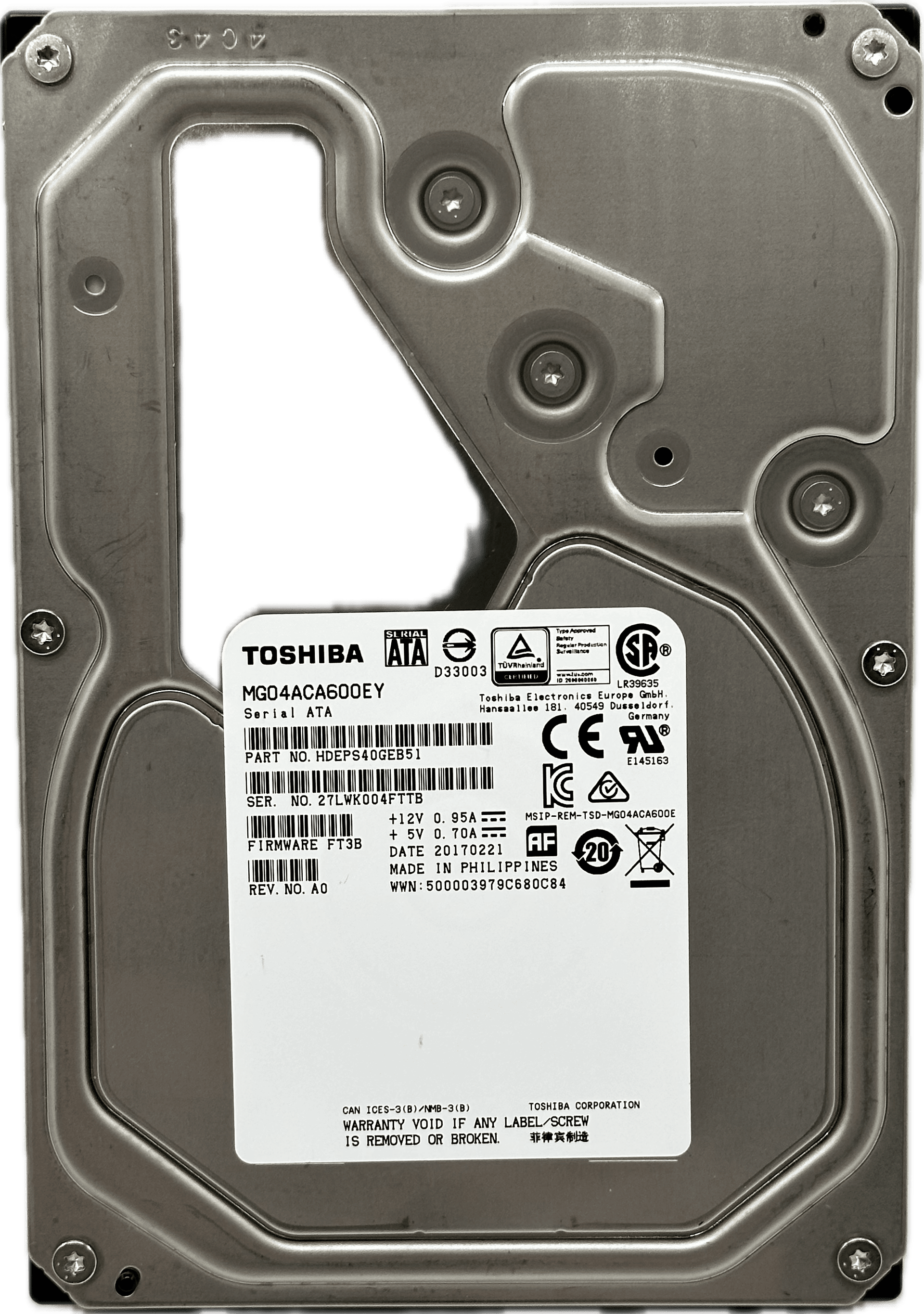 Toshiba MG04ACA600EY | Festplatte 6TB HDD 3.5" SATA3 7200rpm NAS | Instant Erase | 1720 (Bild 5 von 6)