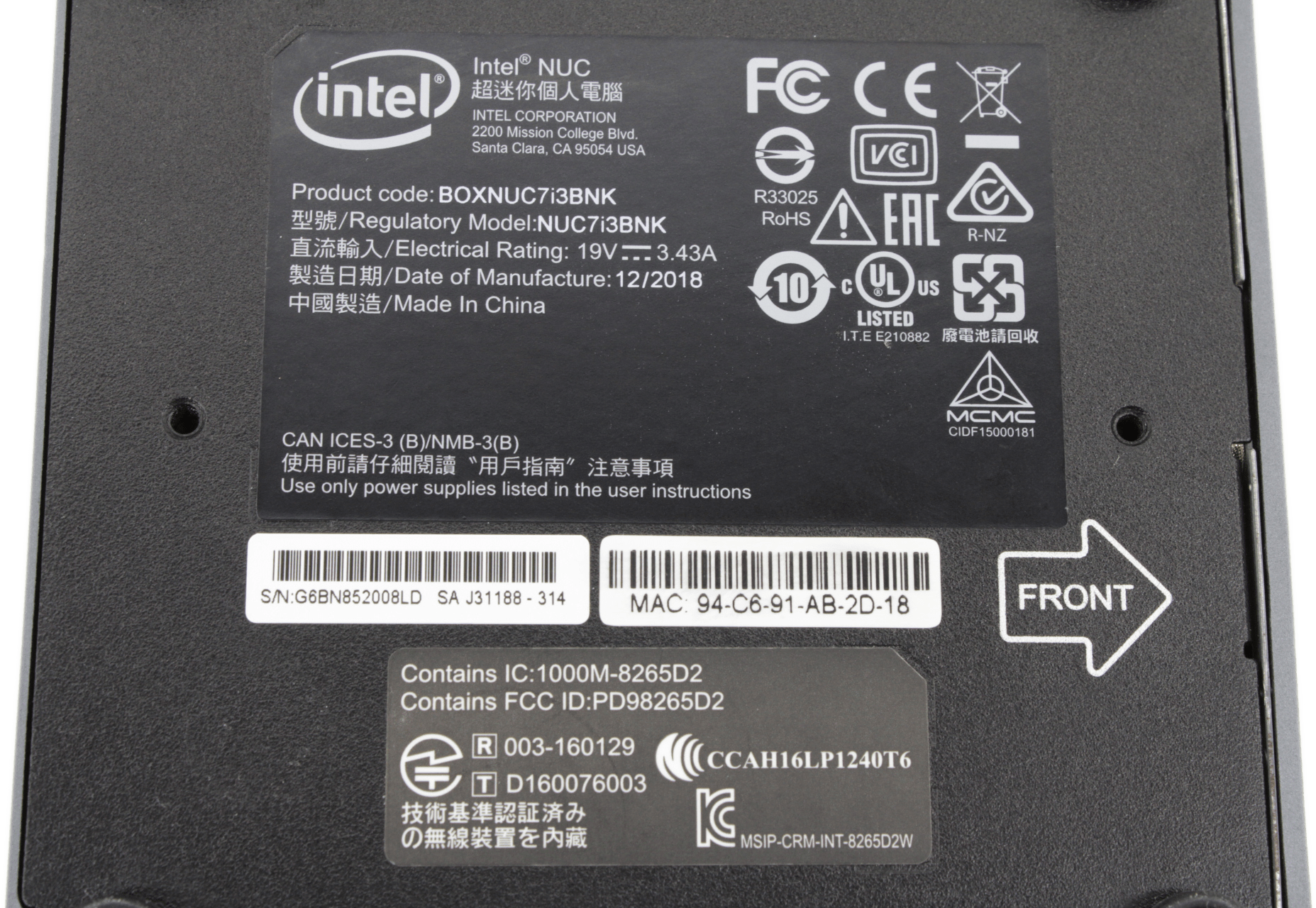 Intel NUC Mini PC WiFi - i3-7100U 2x2,4 GHz - 256GB SSD 8GB RAM no OS NUC7i3BNK | 614 (Bild 6 von 8)