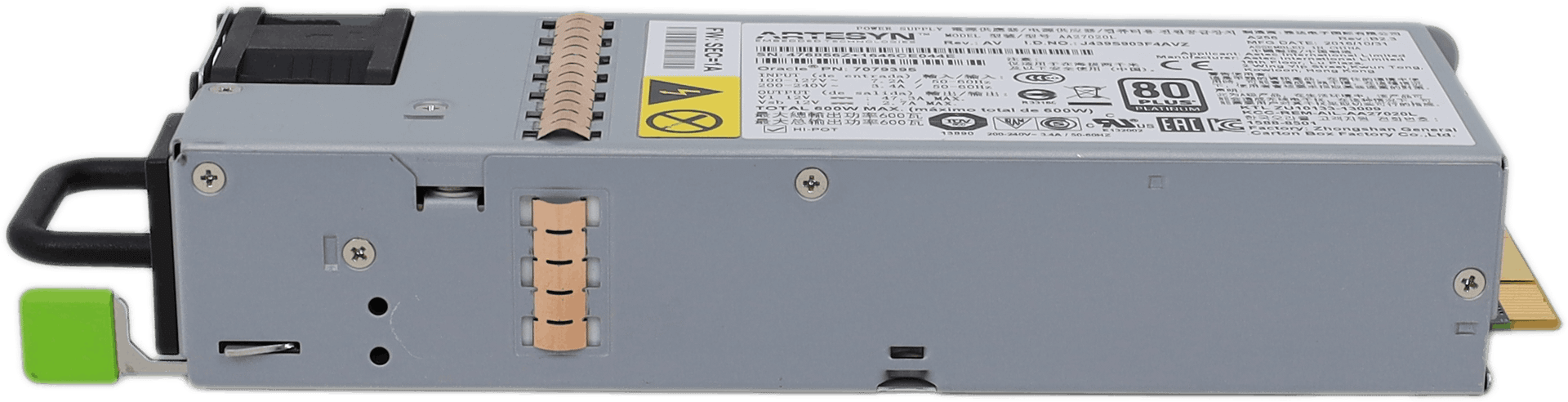 Artesyn Oracle 600W 80+ Platinum PSU / Netzteil - AA27020L - Oracle P/N: 7079395 | 10500 (image 2 of 6)