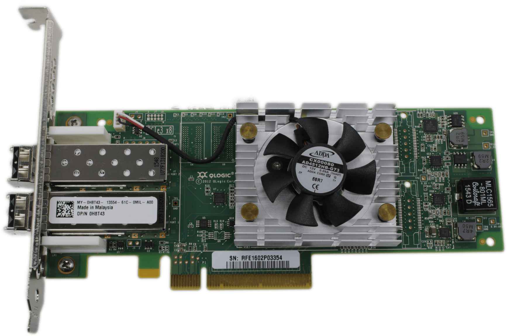 Qlogic Dual-Port 16Gb PCIe3x8 FC Server Adapter QLE2662-DEL 0H8T43 FP + 2x GBICs | 9511 (Bild 2 von 7)
