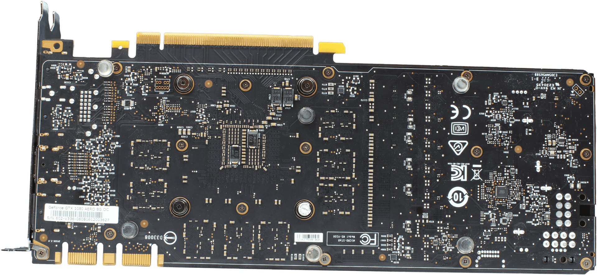MSI GeForce GTX 1080 Aero 8G OC Grafikkarte 8GB GDDR5X PCIe3.0 x16 3x DP 1x HDMI | 10138 — Rückansicht (Bild 5 von 6)