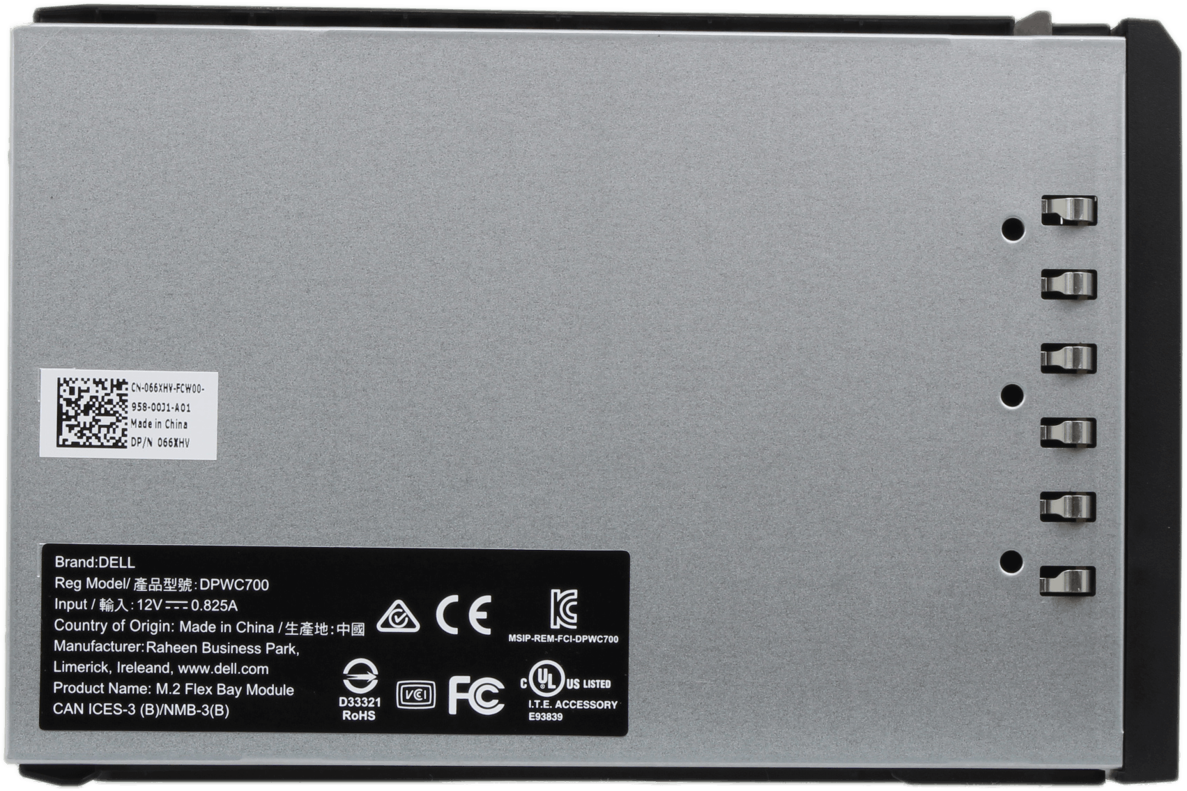Dell M.2 Flex Bay Module M.2 SSD zu SAS 3,5" DPWC700 ohne SSD Halterung - 066XHV | 10310 — product label (image 3 of 5)