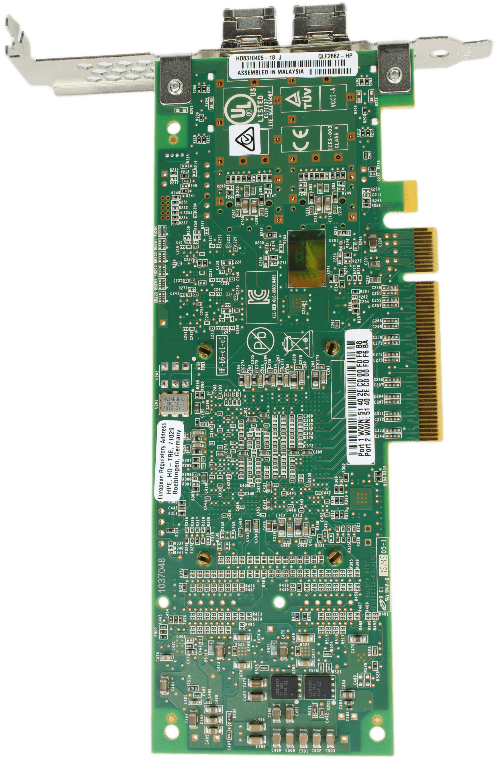 HP Qlogic Dual-Port 16Gb PCIe3 x8 FC Server Adapter QLE2662-HP FP + 2x 16G GBICs | 9924 — Draufsicht (Bild 6 von 6)