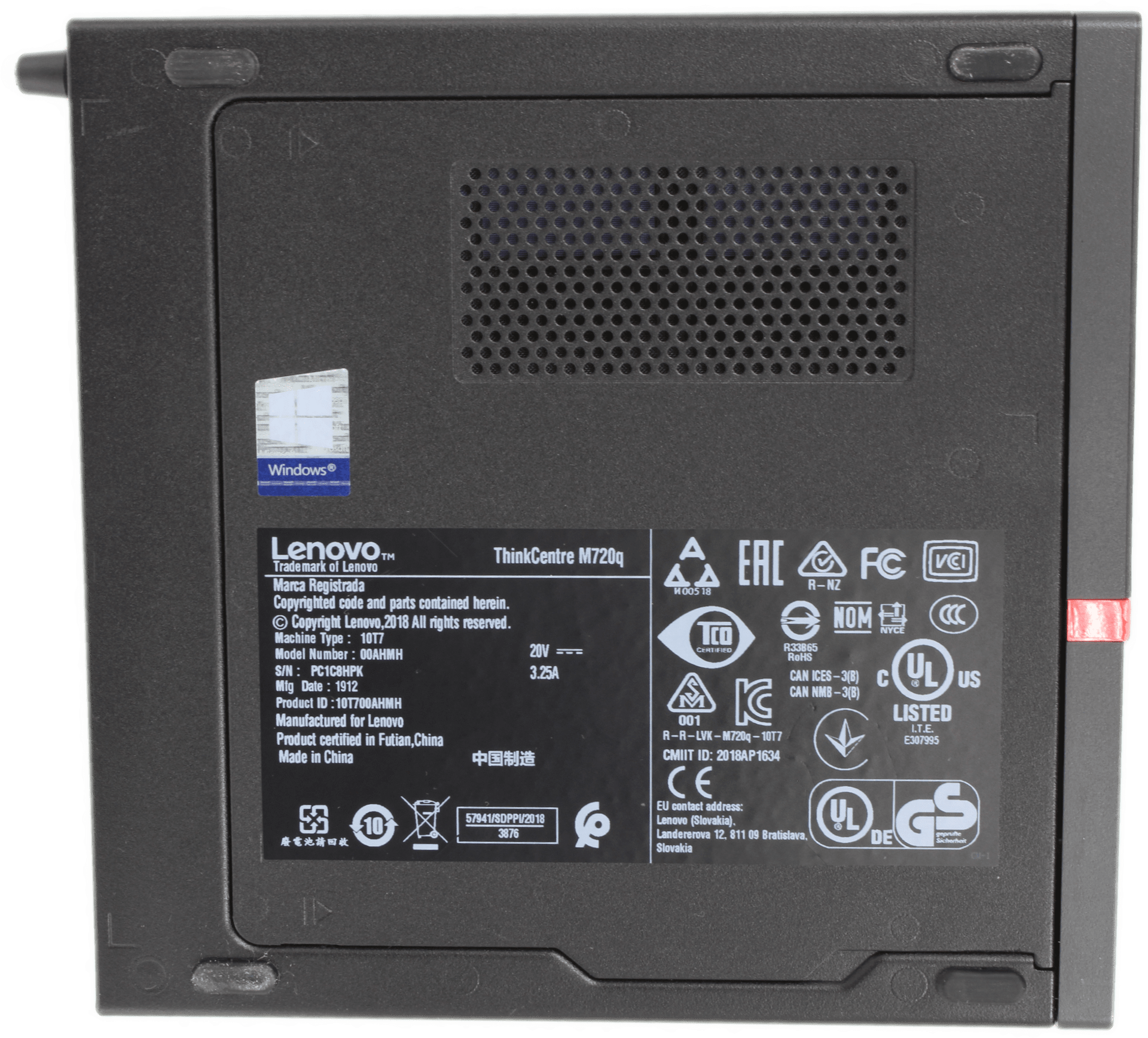 Lenovo ThinkCentre M720q Mini - Intel i5-9500T 8GB DDR4 256GB SSD PSU + Win11 | 10083 — Unterseite (Bild 5 von 7)