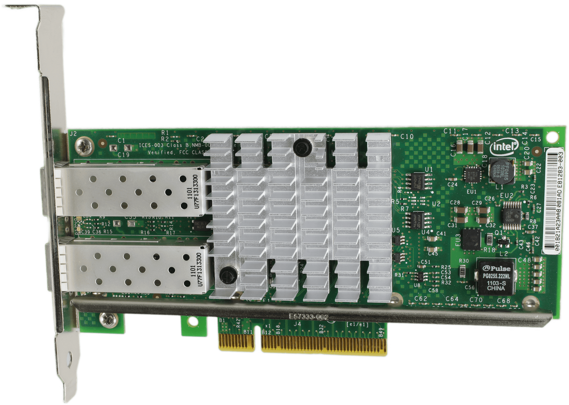 Dell X520-DA2 Dual Port 10GbE SFP+ Netzwerkadapter PCIe2.0 x8 FP - P/N 0U810N | 10060 — Draufsicht (Bild 4 von 6)