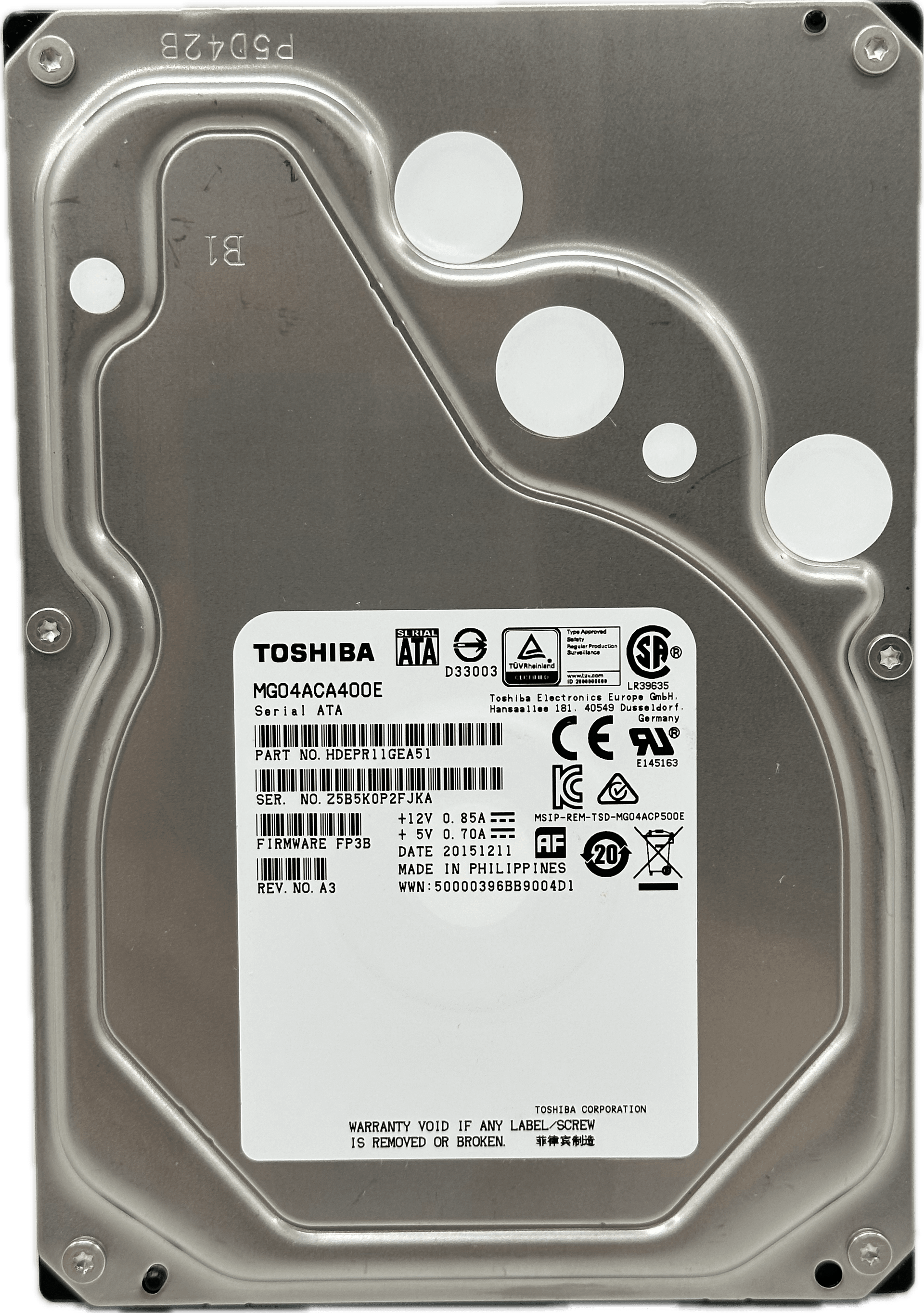 4TB Toshiba MG04ACA400E Festplatte 4TB HDD 3.5" SATA3 7200rpm 24/7 NAS-geeignet | 815 (Bild 2 von 6)
