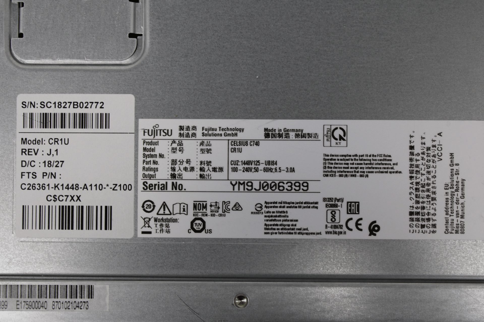 Fujitsu Celsius C740 GPU Server Intel Xeon E5-1650 V4 3,6 GHz 64GB DDR4 GTX 1080 | 9591 (Bild 6 von 7)