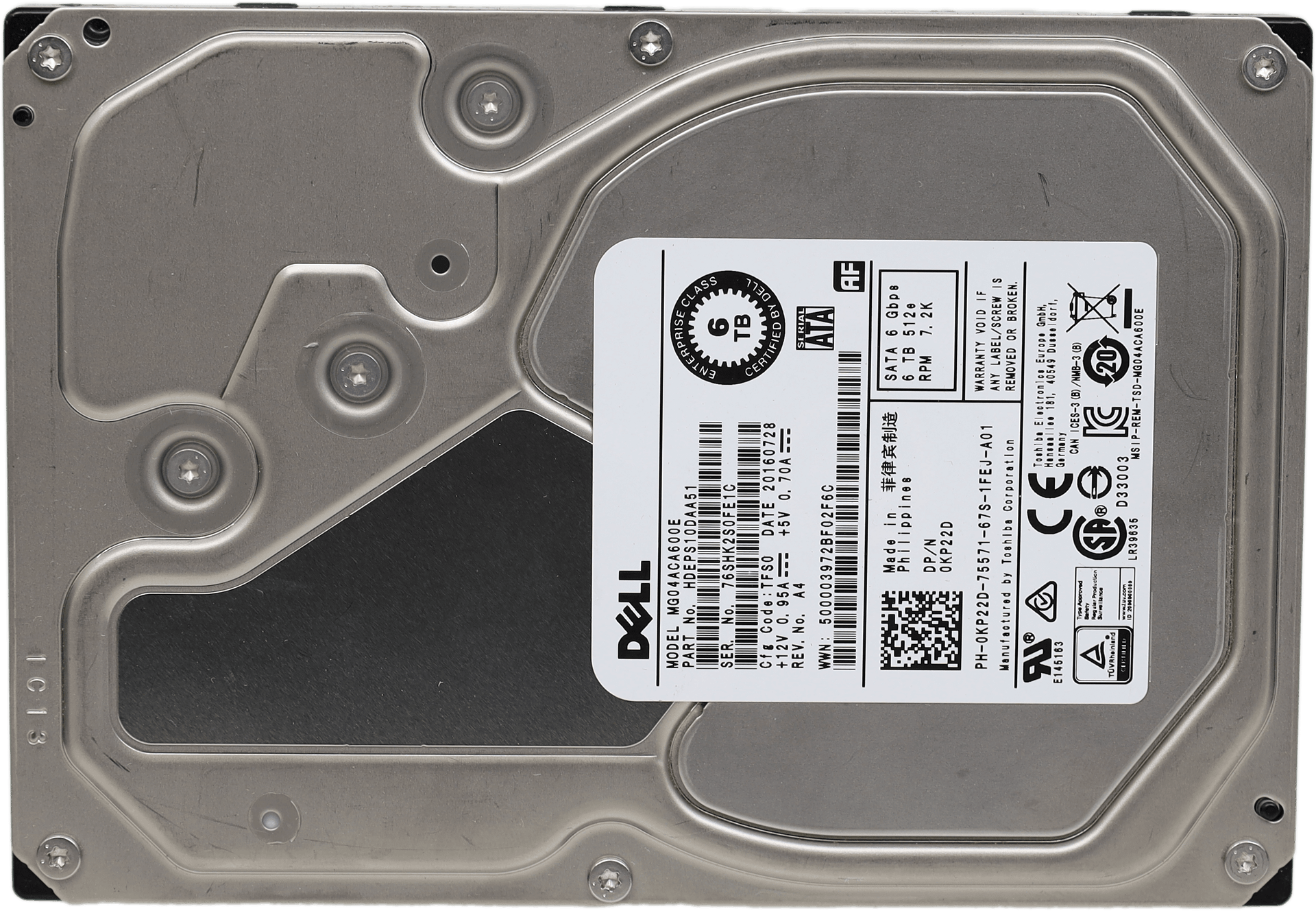 Dell Toshiba 6TB 7,2K SATA 6Gbps 128MB Cache Server HDD Festplatte - P/N 0KP22D | 10341 (Bild 2 von 5)