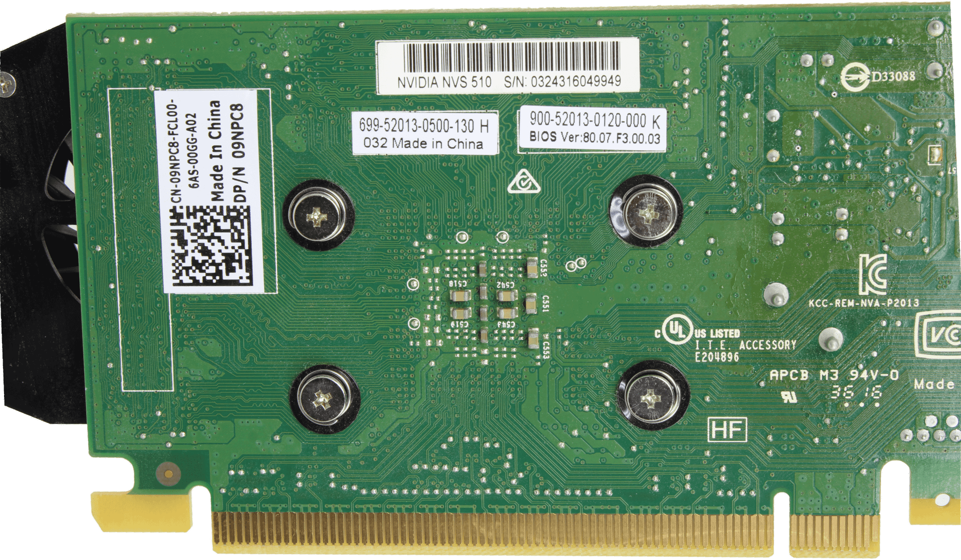 Nvidia Dell NVS 510 - 2GB DDR3 - 35 W - 4xMini DisplayPort Full Profile - 09NPC8 | 10129 — Unterseite (Bild 5 von 5)