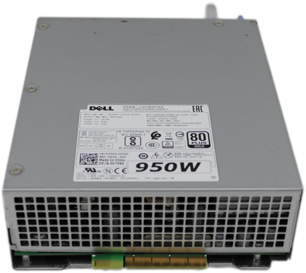 Dell | Switching Power Supply 950W 80+ Gold D950EF-00 DPS-950CB A DP/N: 0V7594 | 9533 (image 5 of 6)
