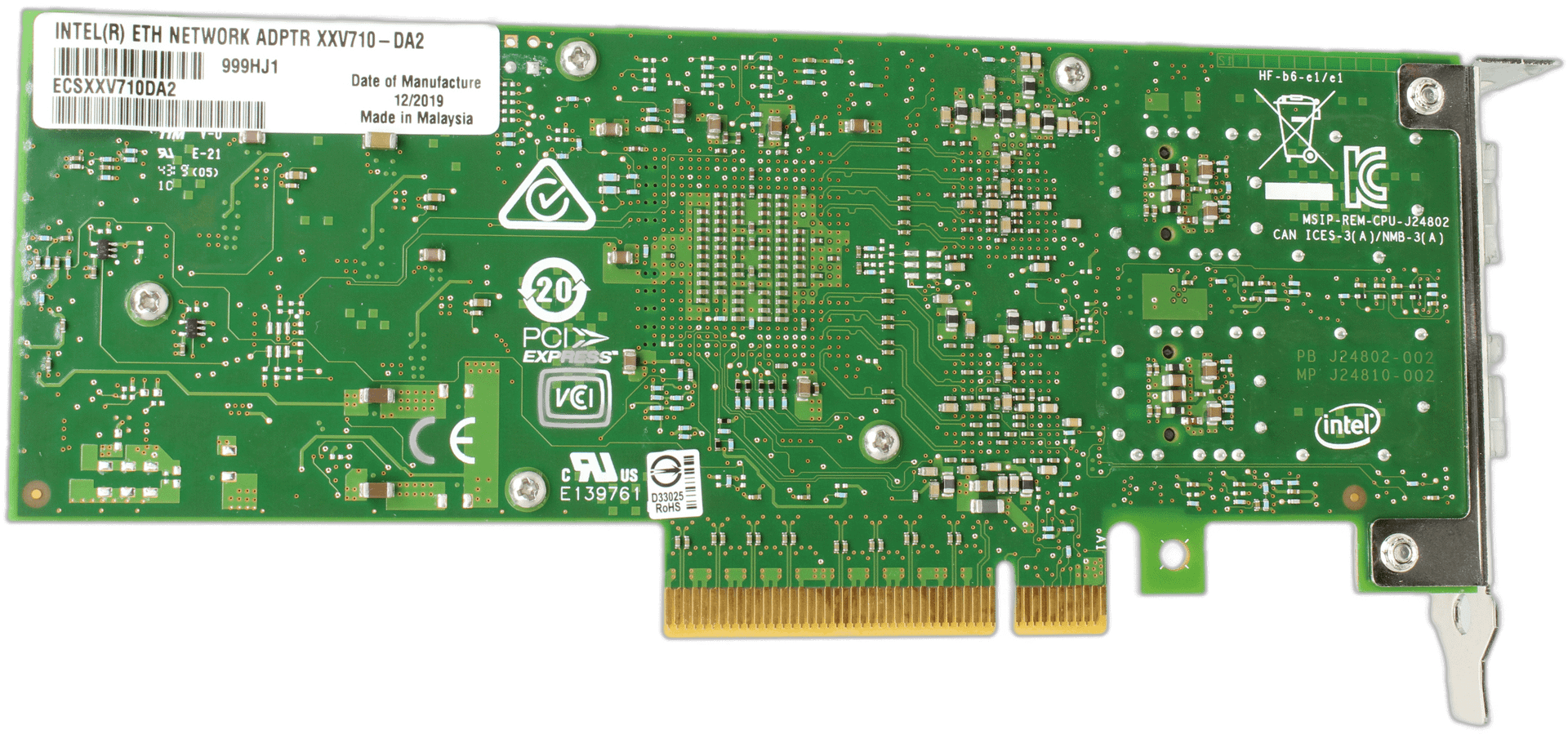 Intel XXV710-DA2 Netzwerkkarte SFP28 2-Port 25GbE PCIe 3.0 x8 ECSXXV710DA2 - LP | 10047 — Unterseite (Bild 4 von 5)